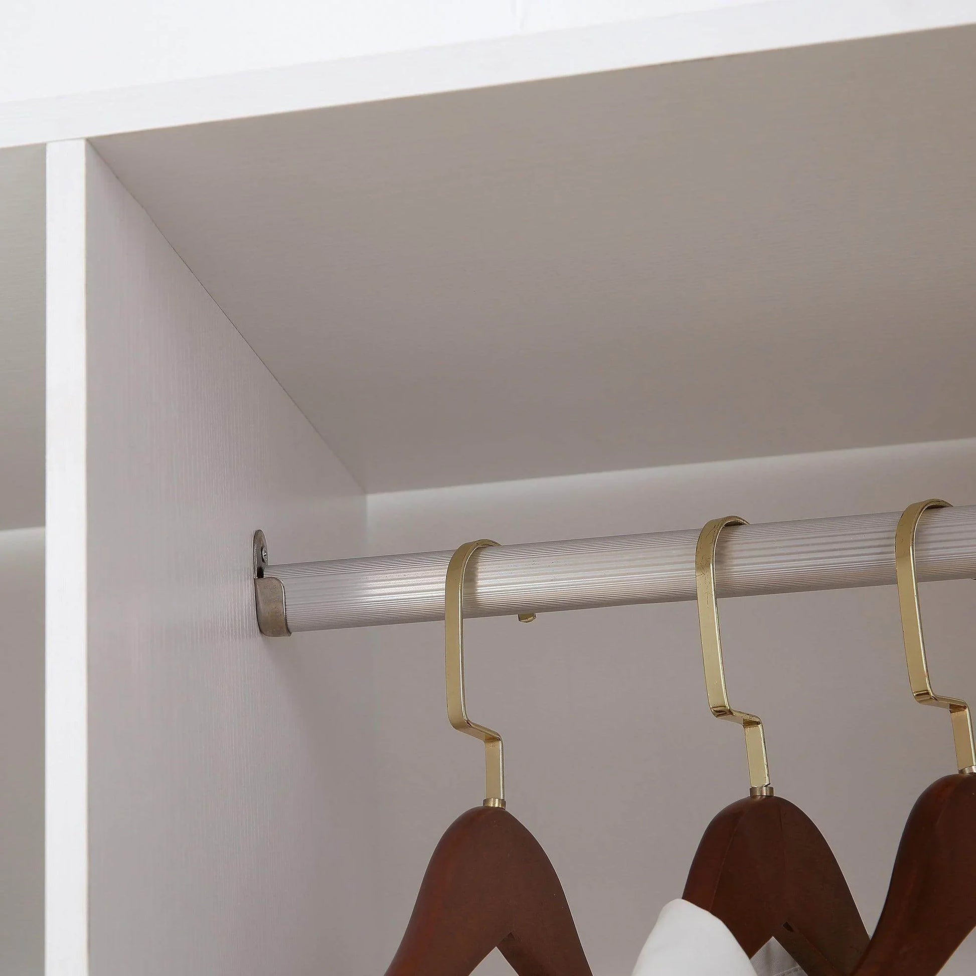 HOMCOM Double Open Wardrobe - White - ALL4U RETAILER LTD