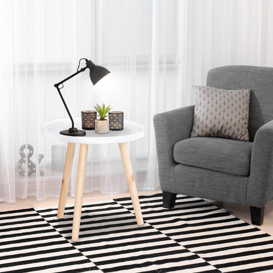 HOMCOM Elegant Flower Side Table - White - ALL4U RETAILER LTD