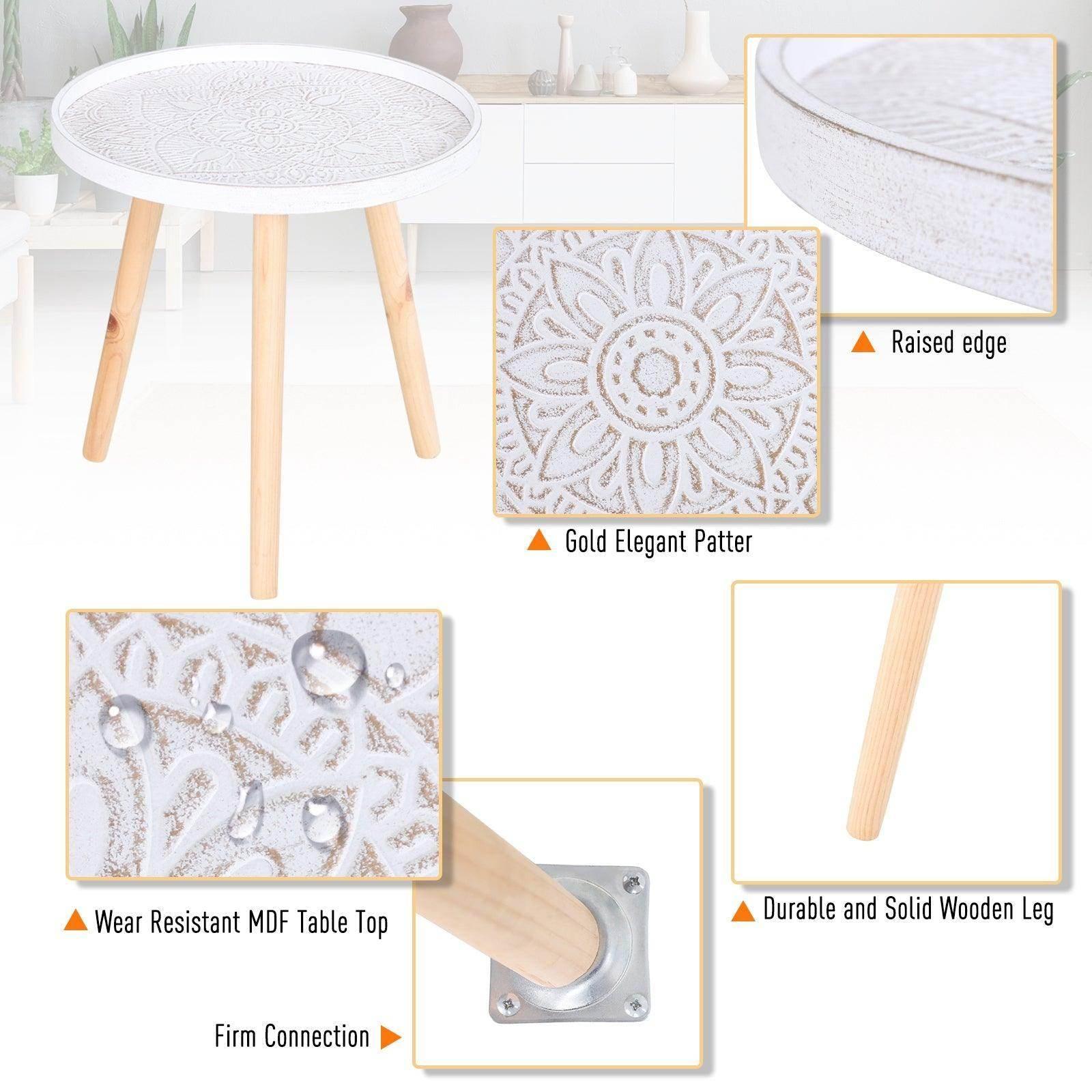 HOMCOM Elegant Flower Side Table - White - ALL4U RETAILER LTD