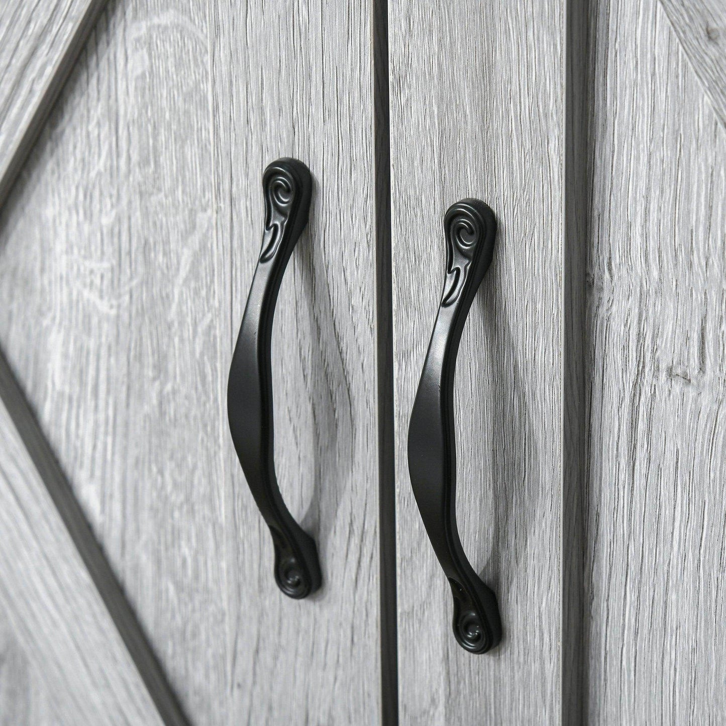 HOMCOM Farmhouse Grey Grain Barn Door Sideboard - ALL4U RETAILER LTD