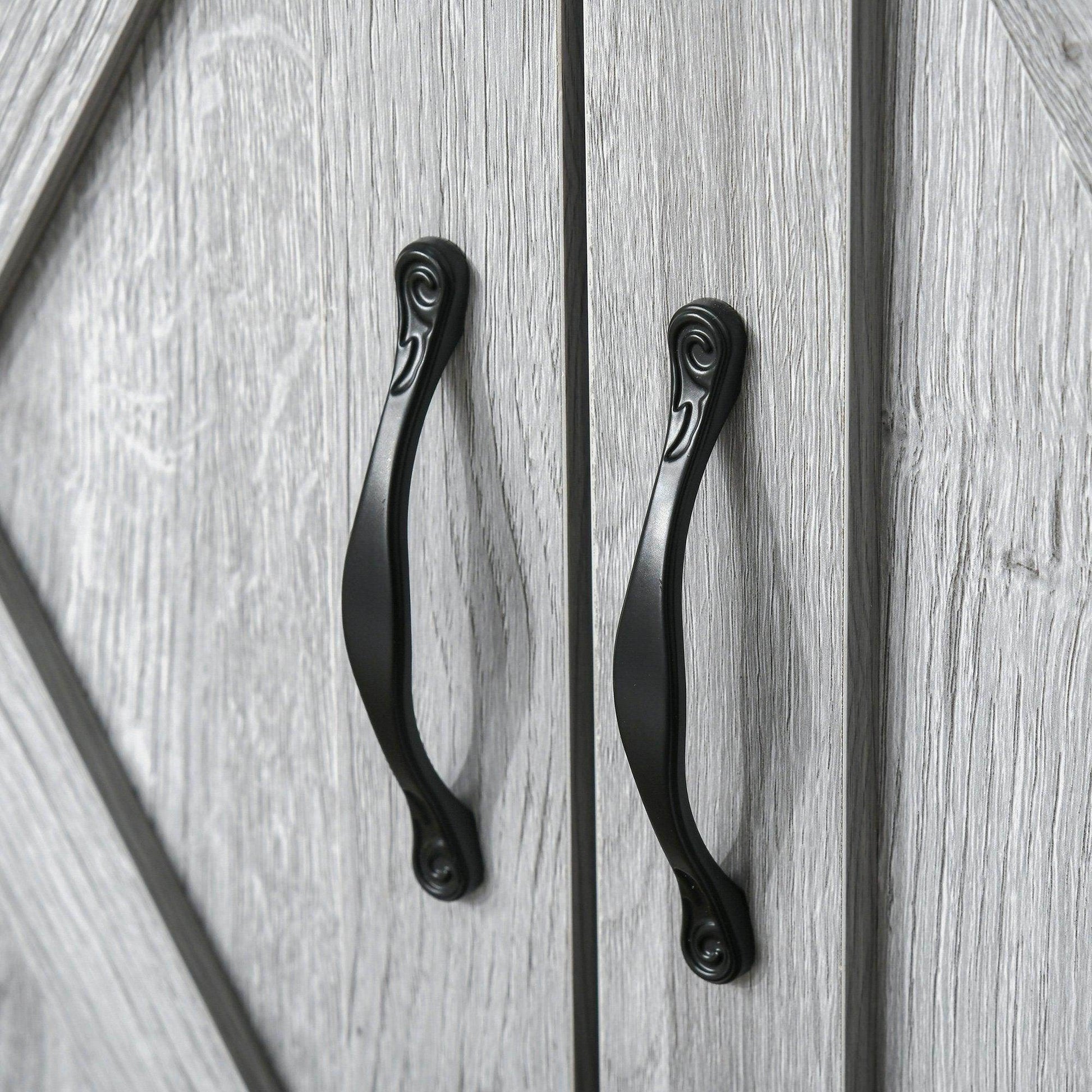 HOMCOM Farmhouse Grey Grain Barn Door Sideboard - ALL4U RETAILER LTD