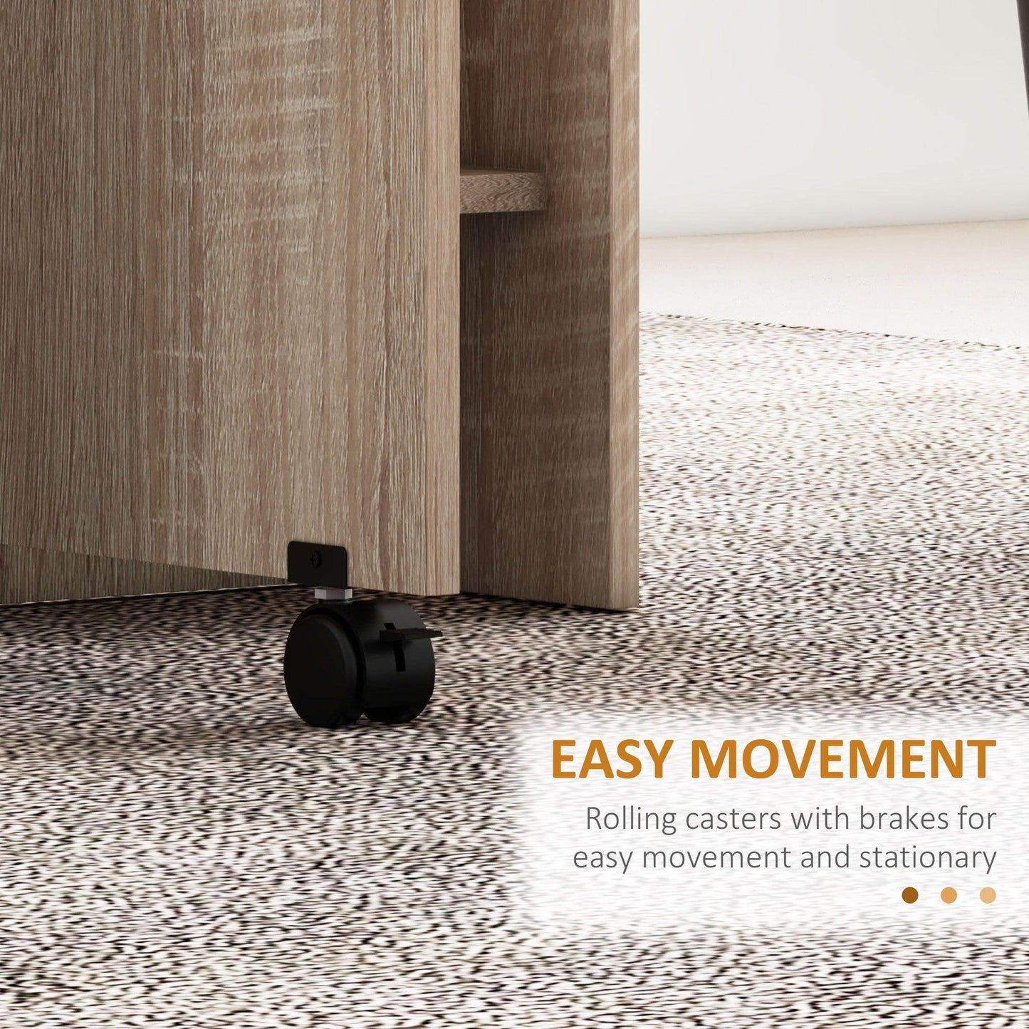 HOMCOM Folding Dining Table with Shelves and Casters - ALL4U RETAILER LTD