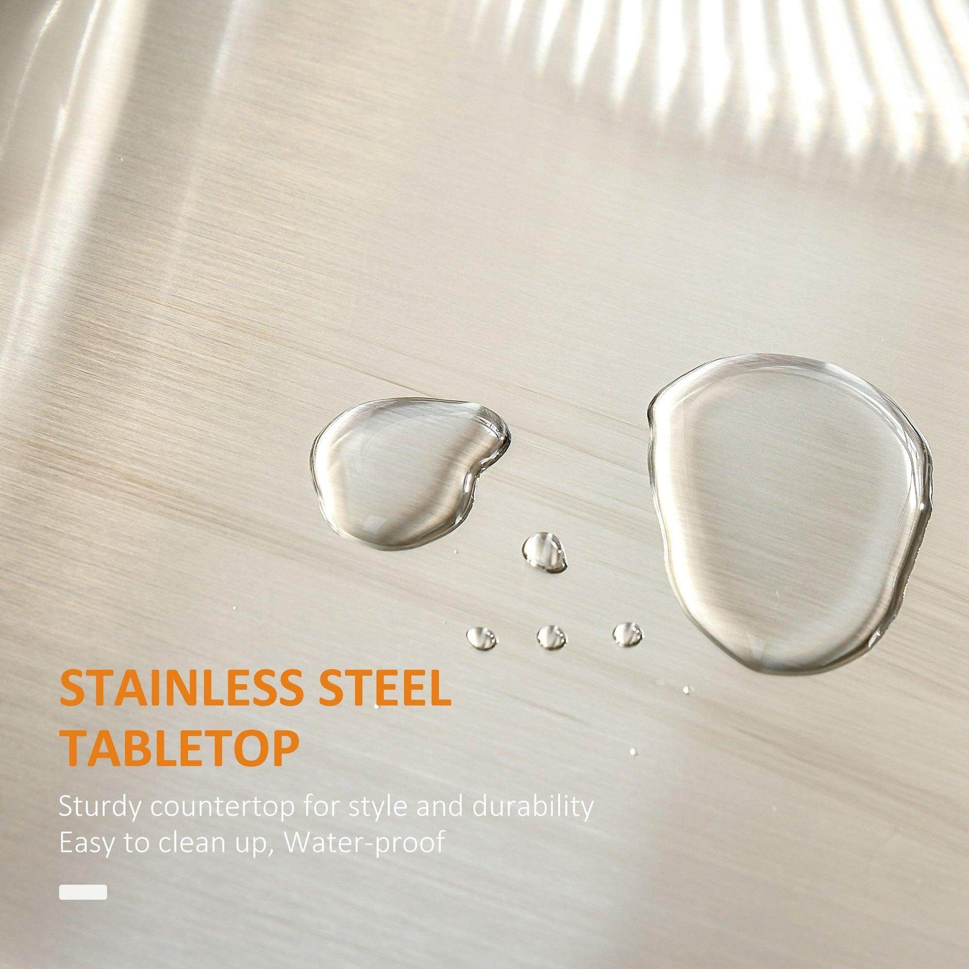 HOMCOM Freestanding Kitchen Island on Wheels with Stainless Steel Top - ALL4U RETAILER LTD