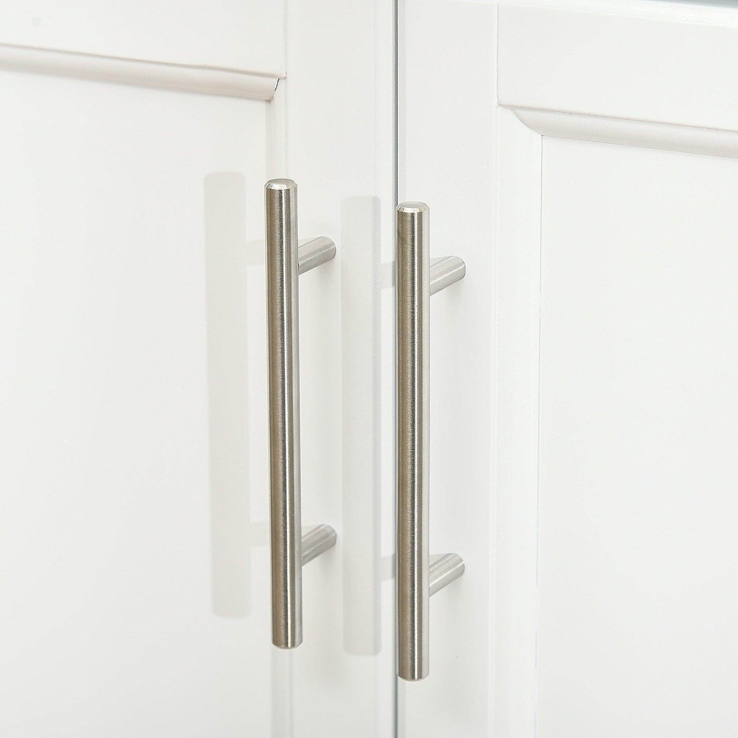 HOMCOM Freestanding Kitchen Island on Wheels with Stainless Steel Top - ALL4U RETAILER LTD