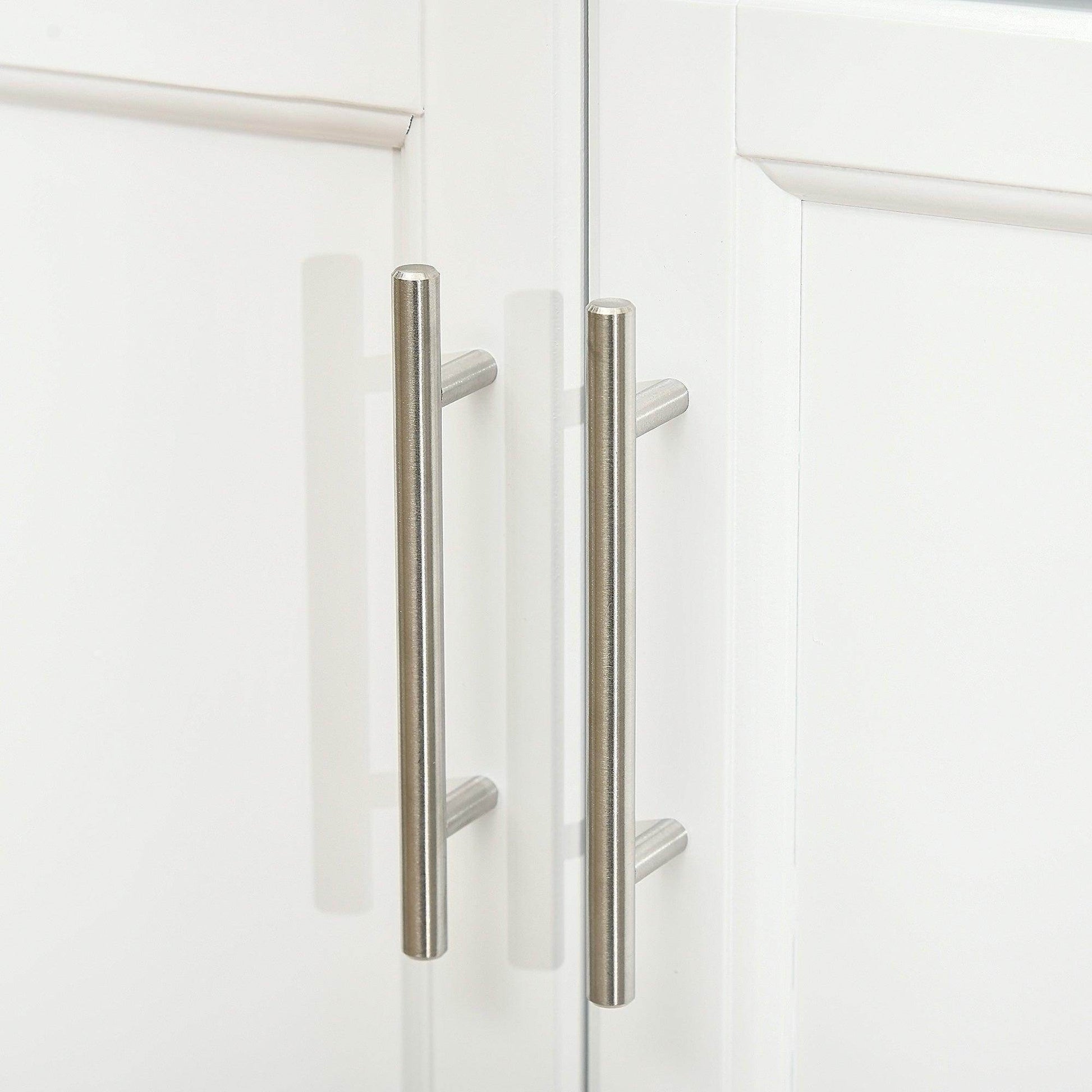 HOMCOM Freestanding Kitchen Island on Wheels with Stainless Steel Top - ALL4U RETAILER LTD