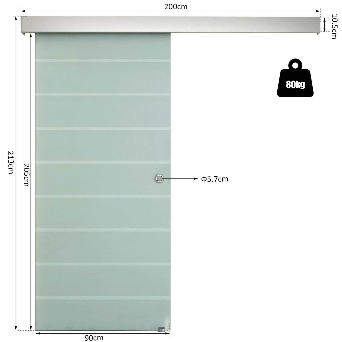 HOMCOM Frosted Glass Sliding Barn Door Kit - ALL4U RETAILER LTD