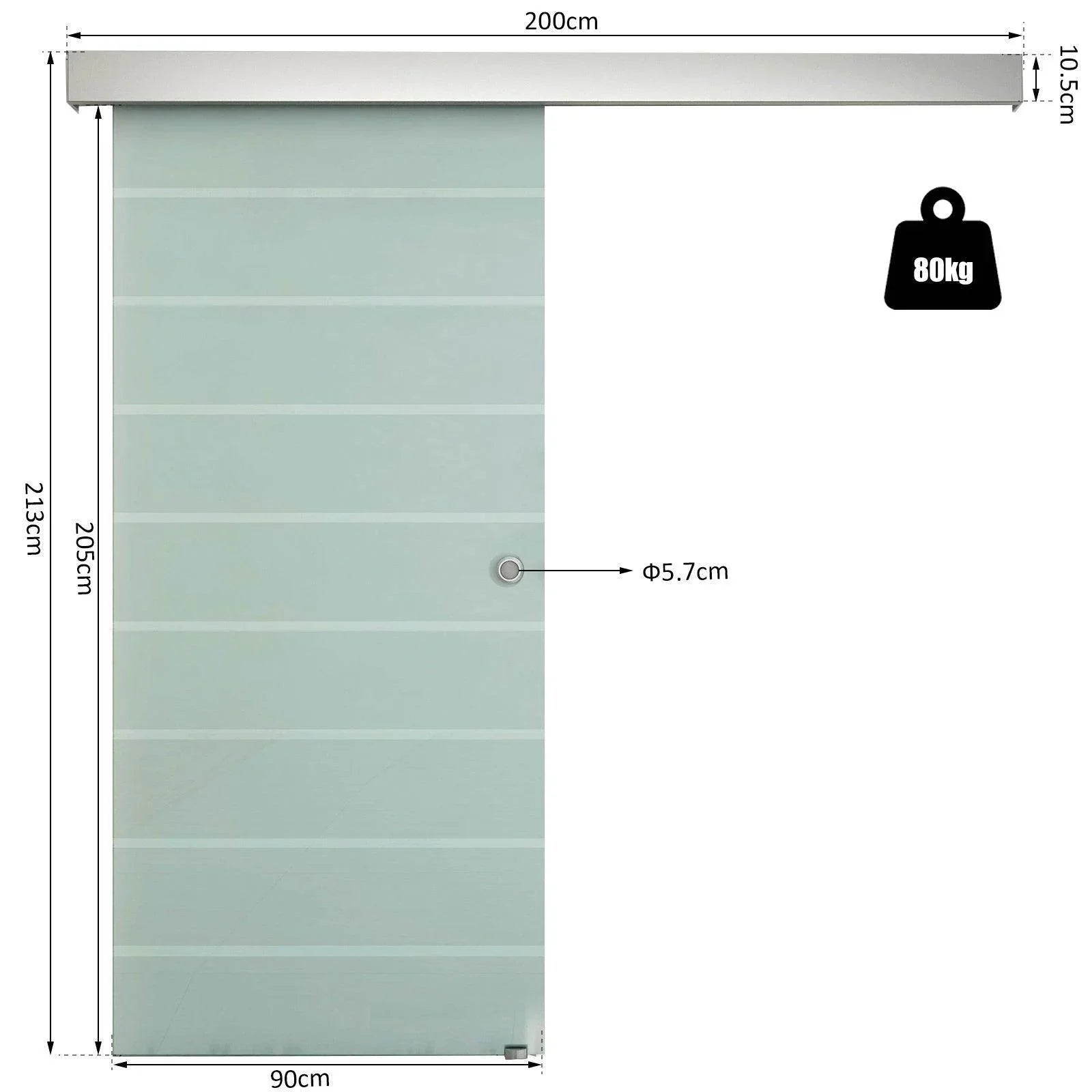 HOMCOM Frosted Glass Sliding Barn Door Kit - ALL4U RETAILER LTD