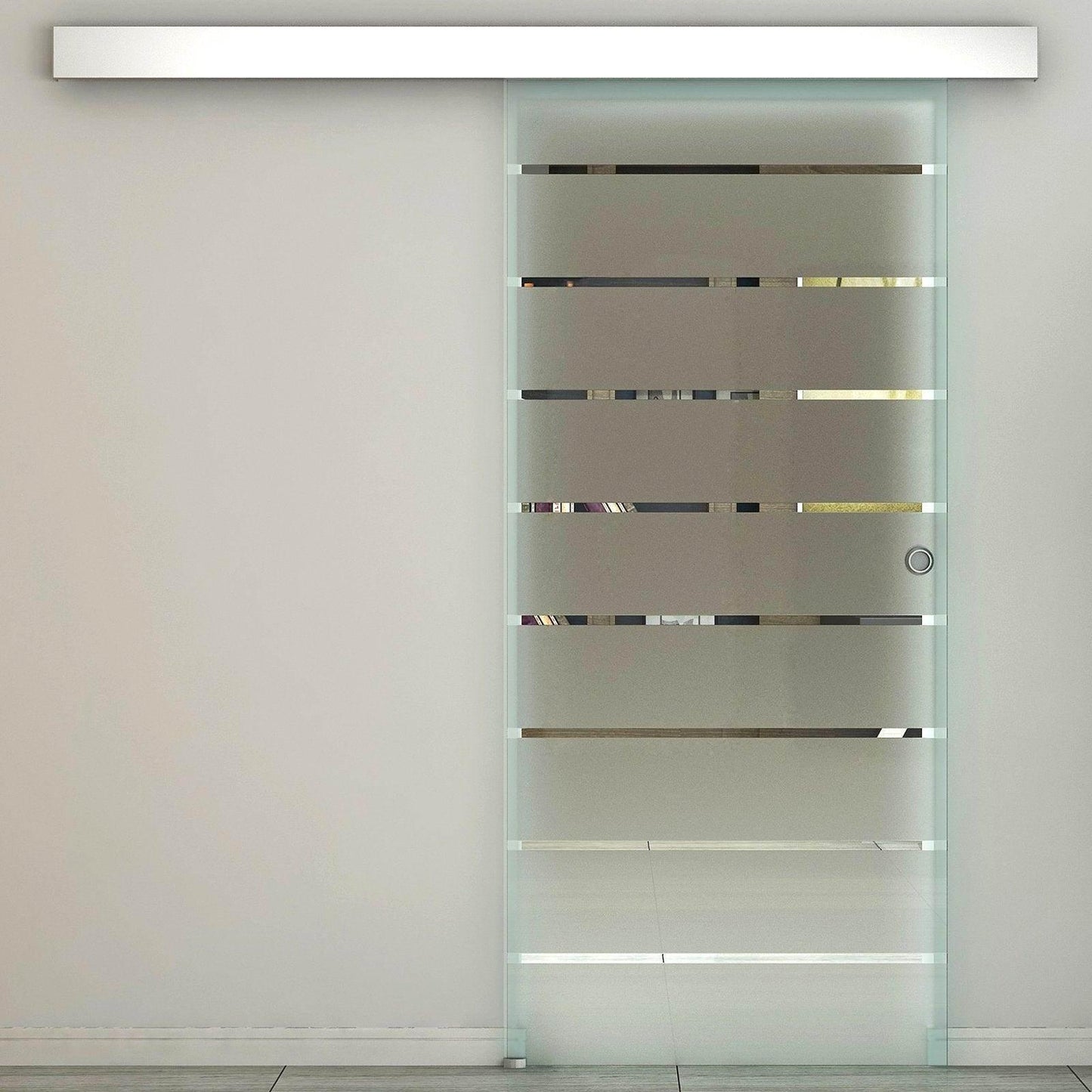 HOMCOM Frosted Glass Sliding Barn Door Kit - ALL4U RETAILER LTD