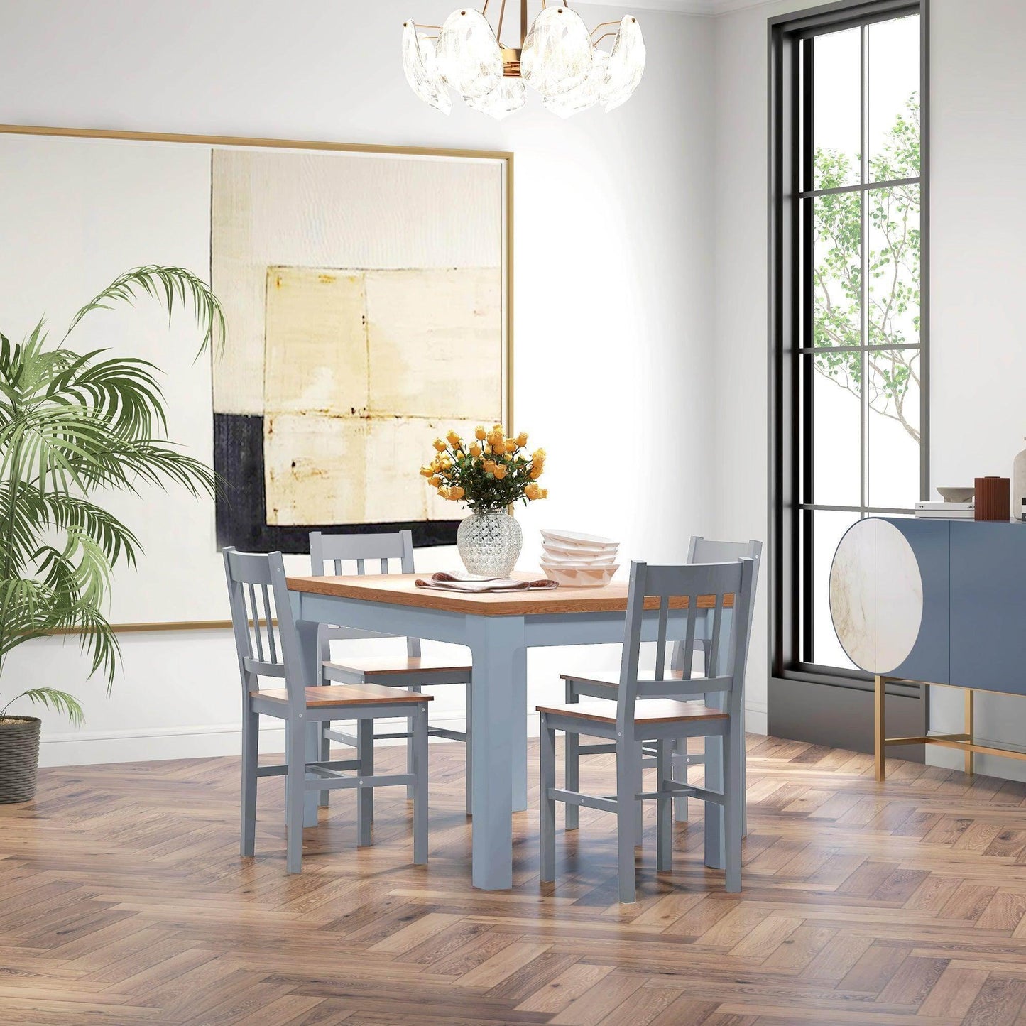 HOMCOM Grey Dining Chairs - Set of 4 - ALL4U RETAILER LTD