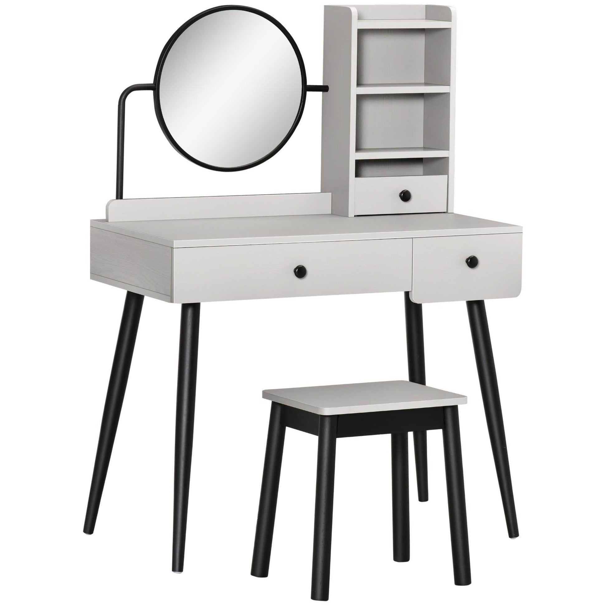 HOMCOM Grey Dressing Table Set - Elegant and Functional - ALL4U RETAILER LTD