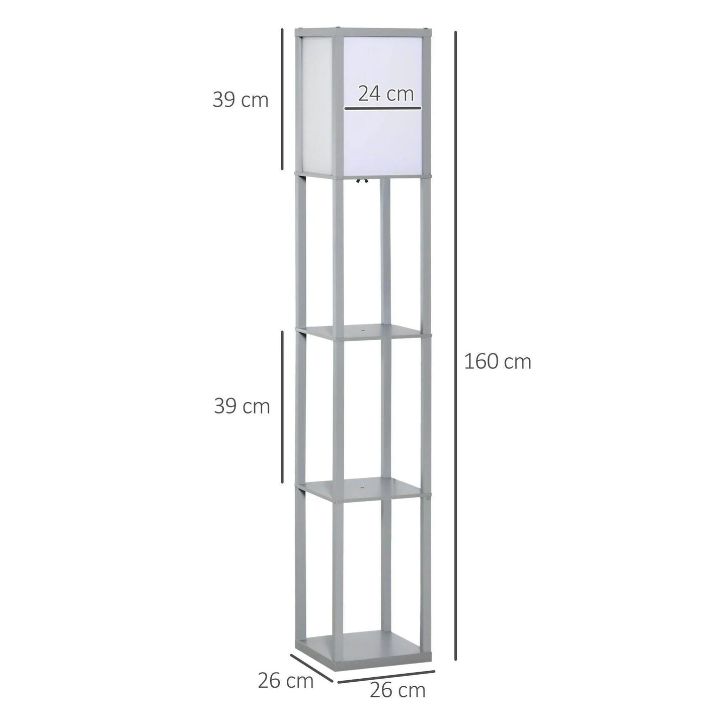 HOMCOM Grey Floor Lamp with Shelf - ALL4U RETAILER LTD