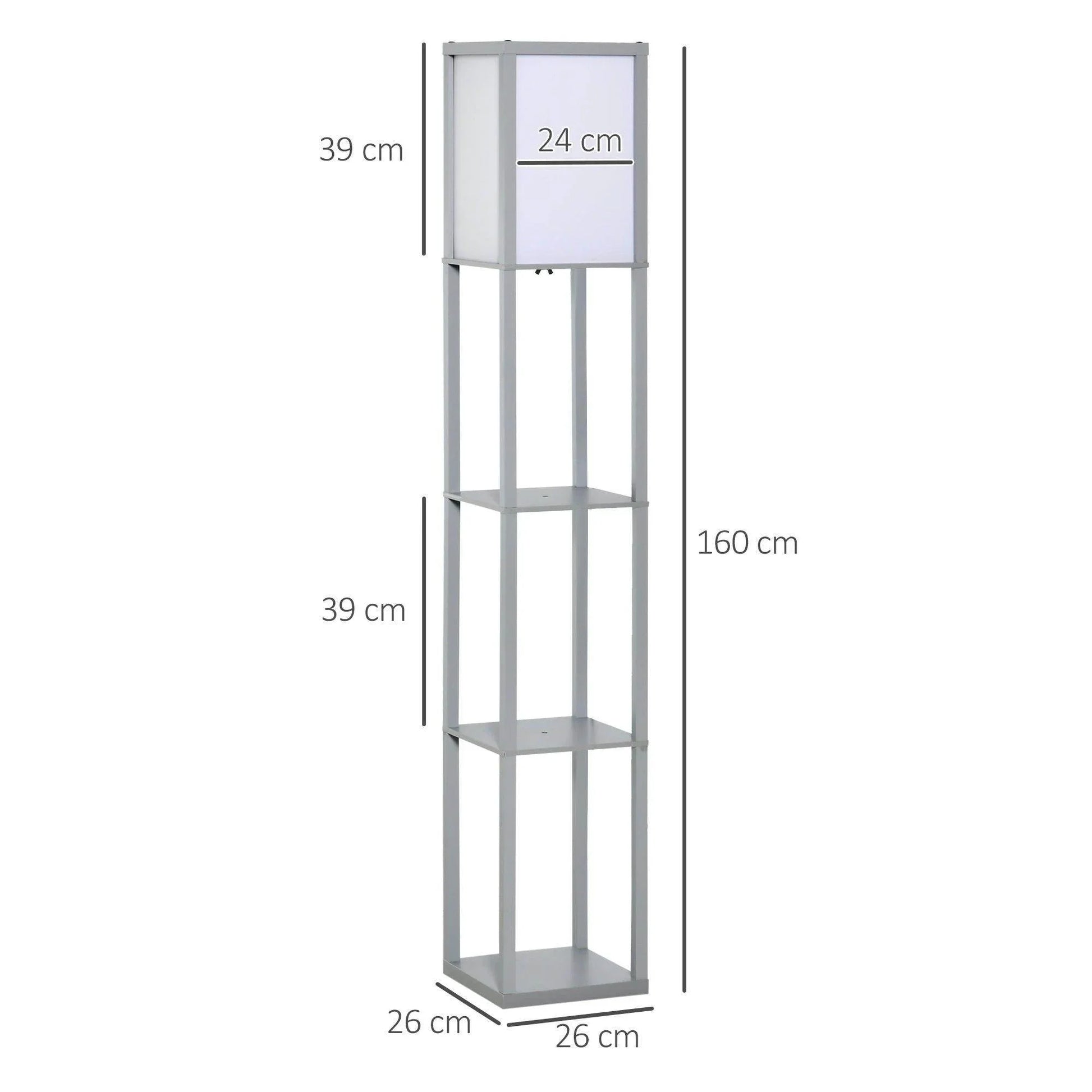 HOMCOM Grey Floor Lamp with Shelf - ALL4U RETAILER LTD
