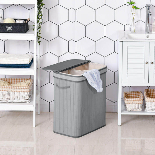 HOMCOM Grey Laundry Basket 100L - ALL4U RETAILER LTD