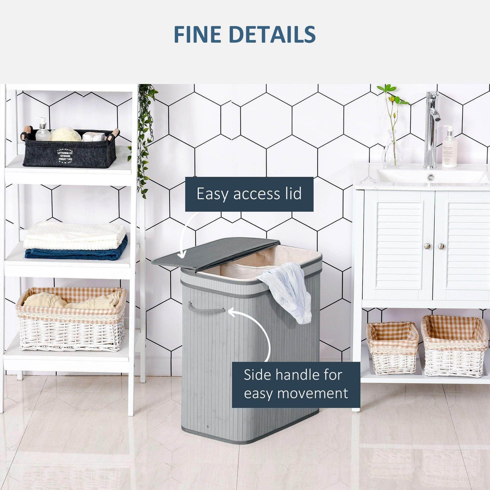 HOMCOM Grey Laundry Basket 100L - ALL4U RETAILER LTD