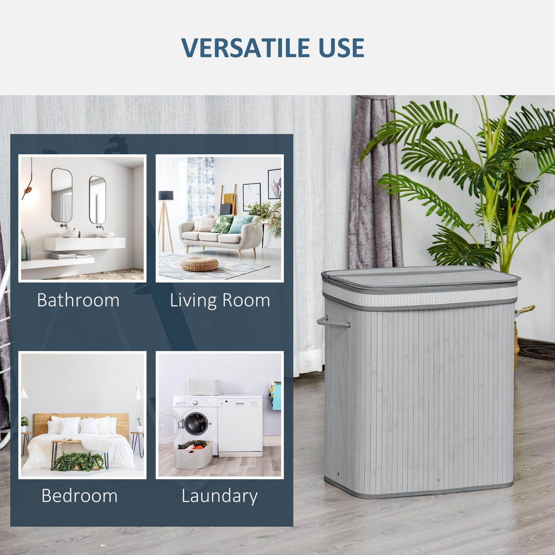 HOMCOM Grey Laundry Basket 100L - ALL4U RETAILER LTD