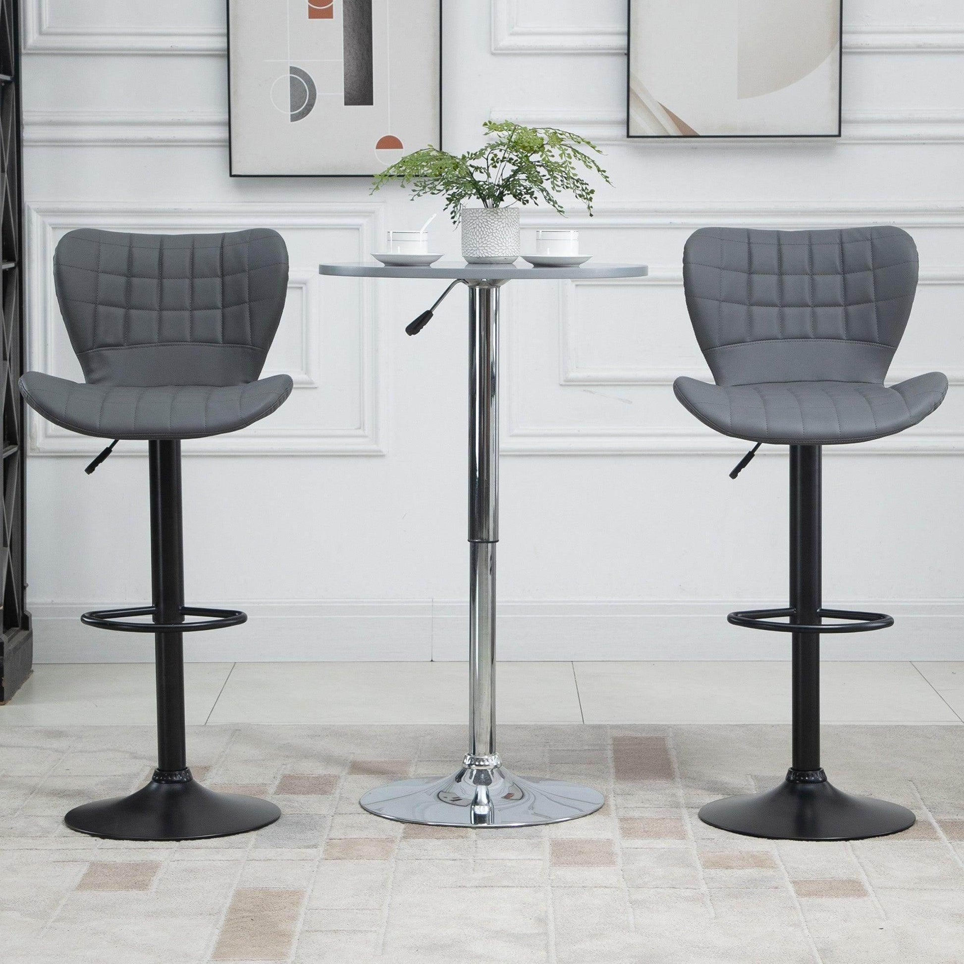 HOMCOM Grey PU Leather Bar Stools - ALL4U RETAILER LTD