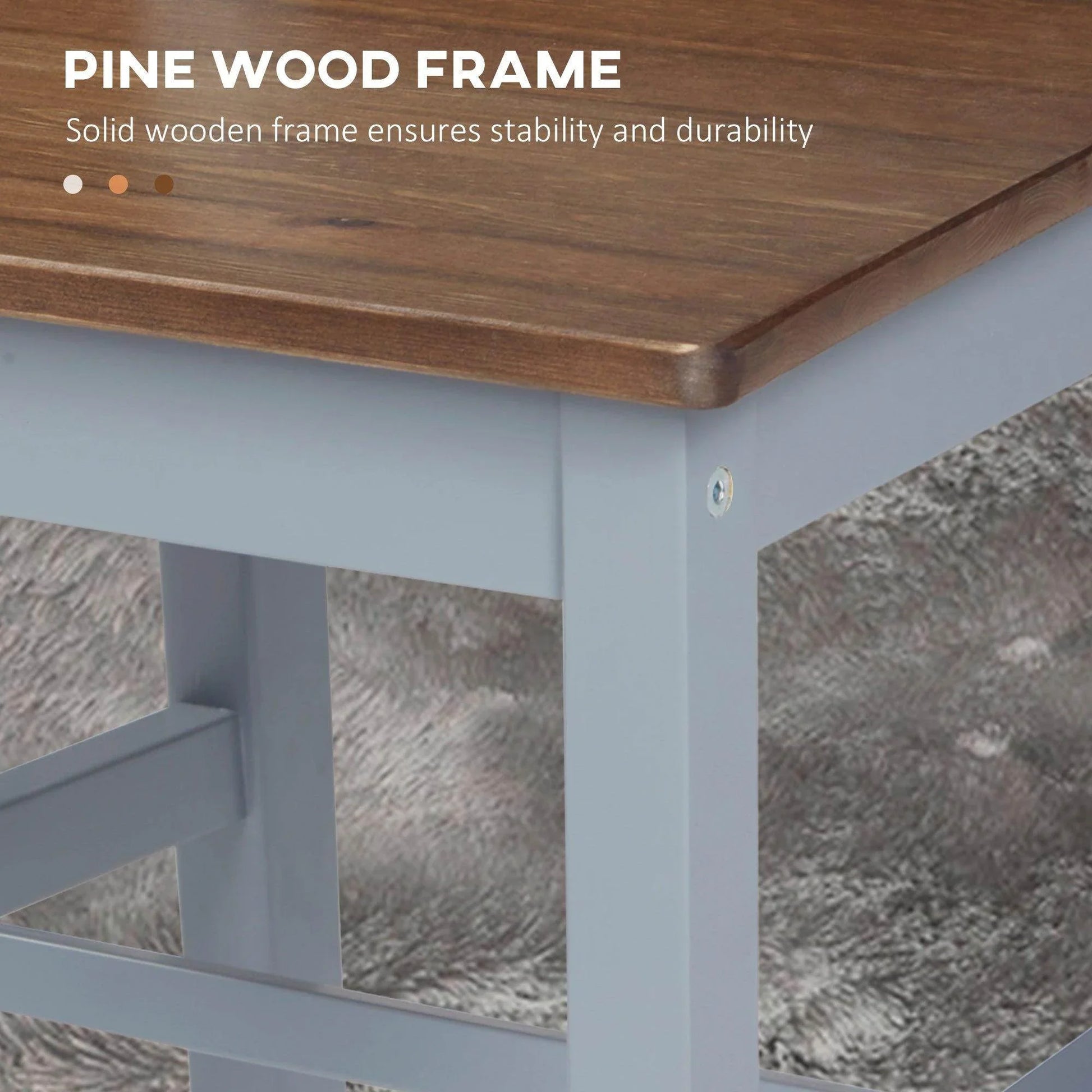 HOMCOM Grey Pine Wood Dining Chairs with Cross Back - Set of 2 - ALL4U RETAILER LTD