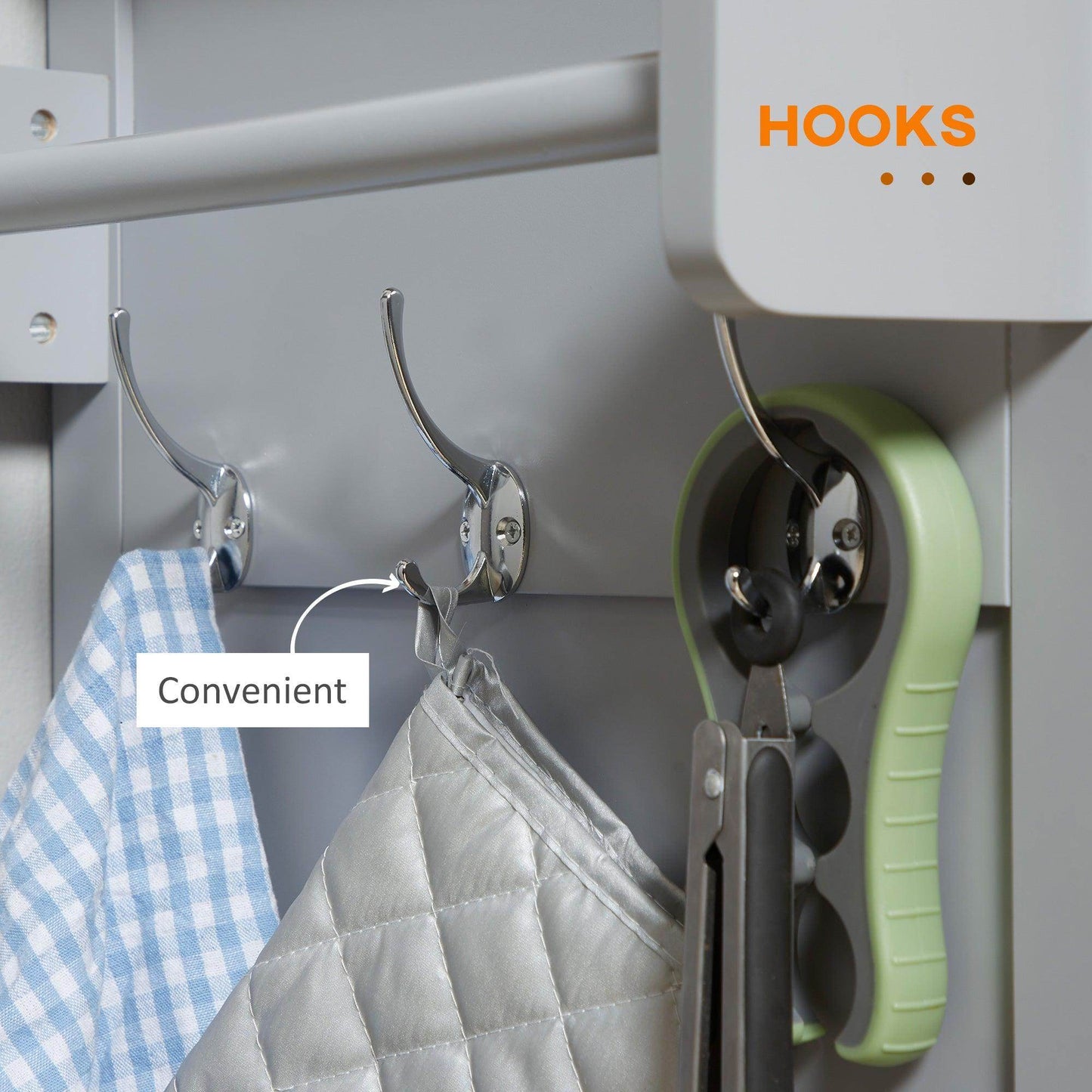 HOMCOM Grey Rolling Kitchen Island with Rubber Wood Top - ALL4U RETAILER LTD