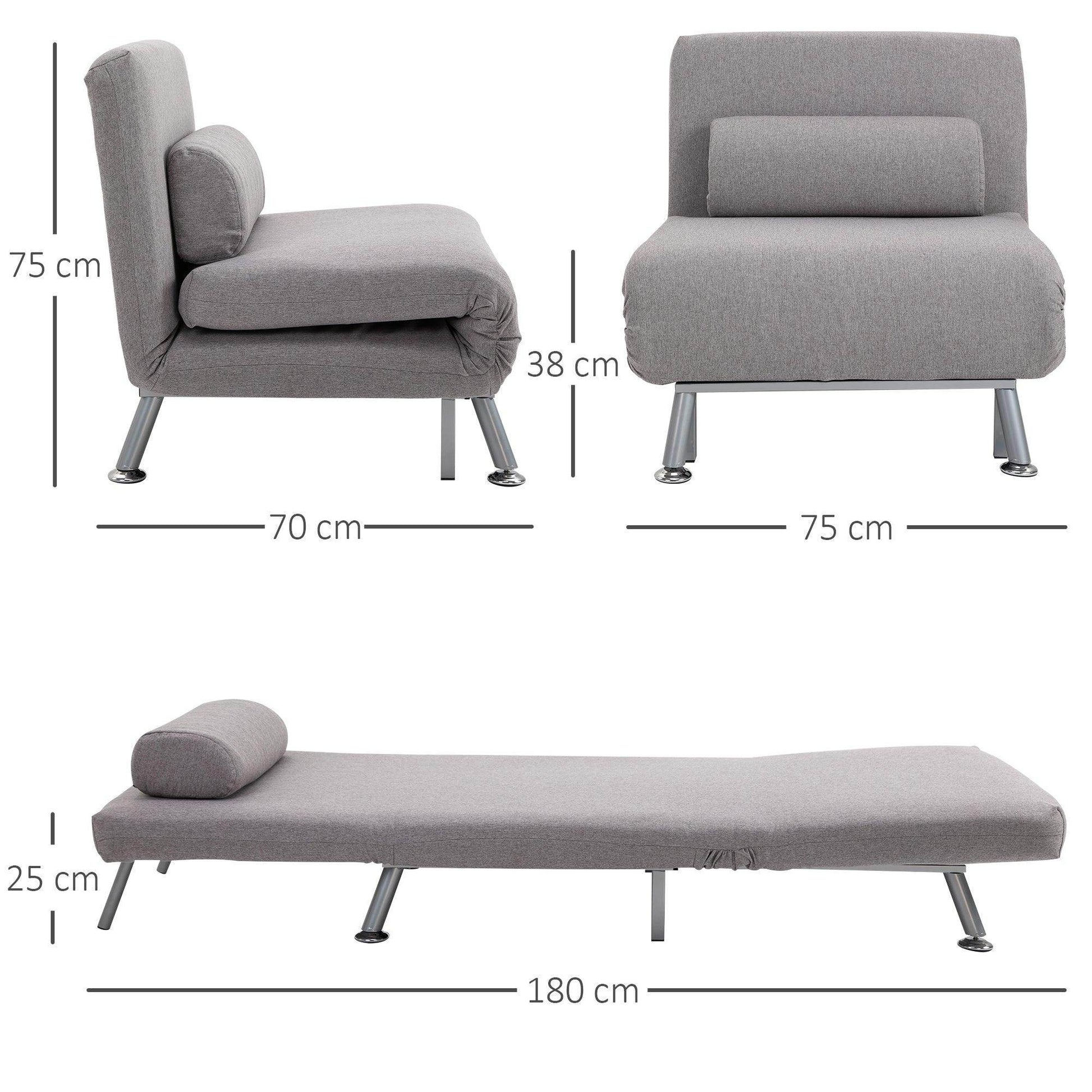 HOMCOM Grey Sleeper Sofa - ALL4U RETAILER LTD