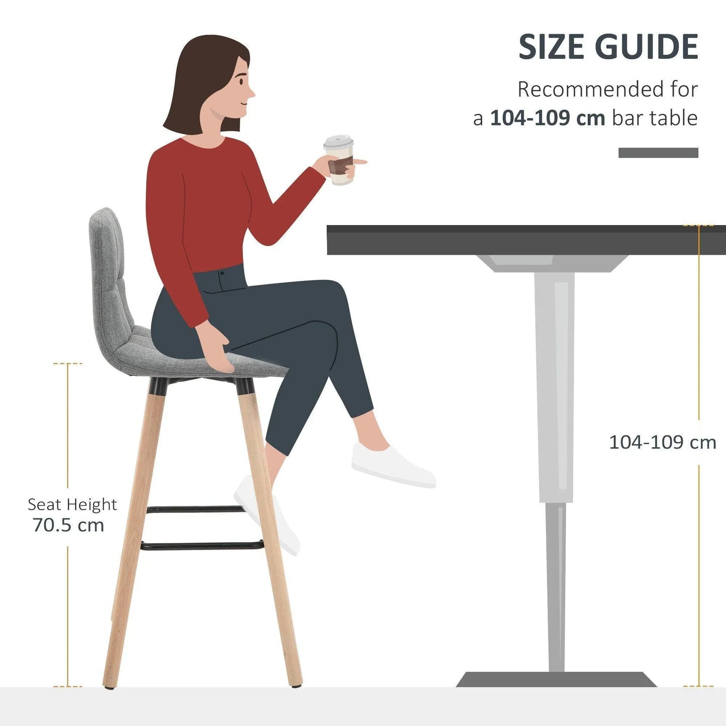 HOMCOM Grey Tufted Counter Height Bar Stools Set of 2 - ALL4U RETAILER LTD