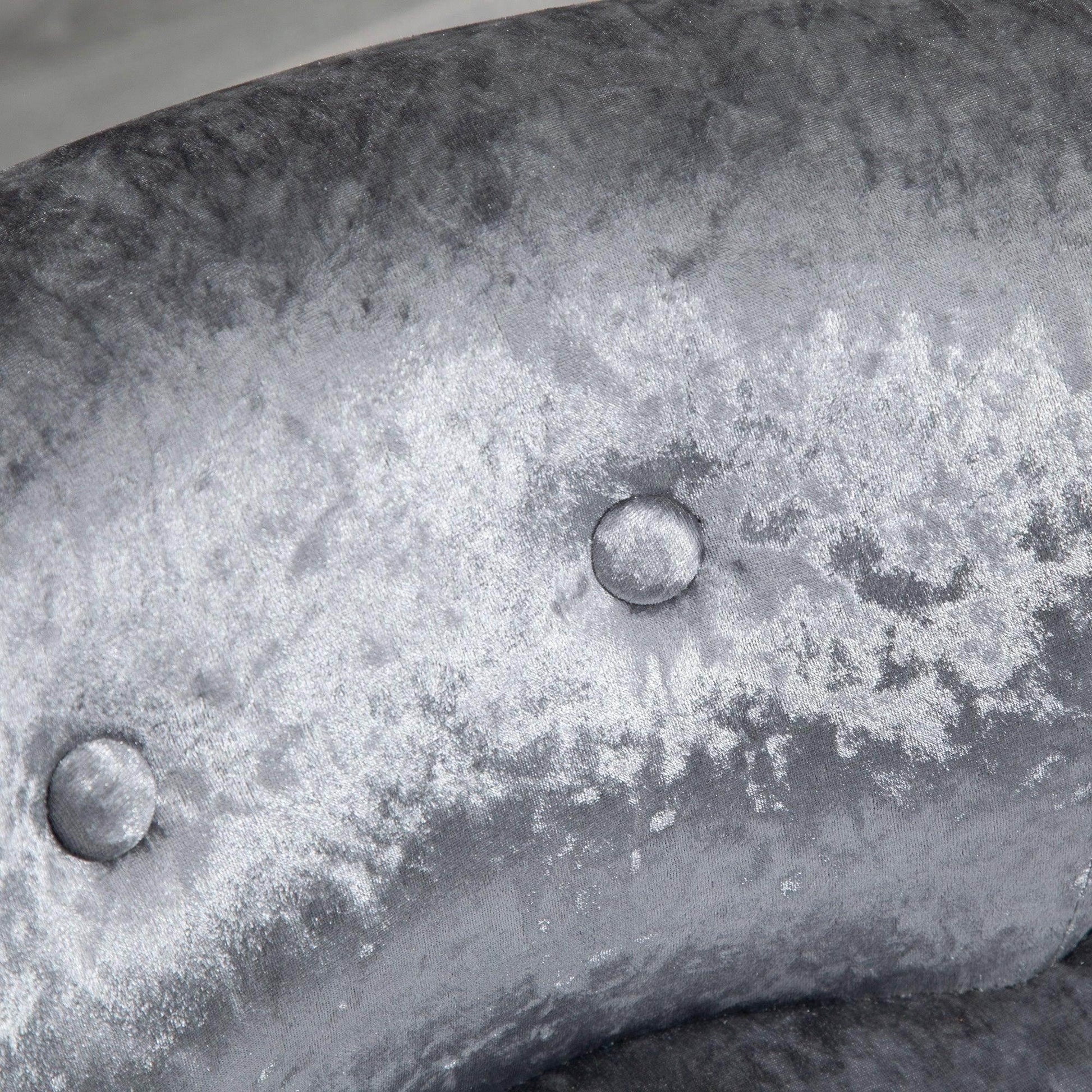 HOMCOM Grey Velvet Dressing Chair with Wooden Legs - ALL4U RETAILER LTD