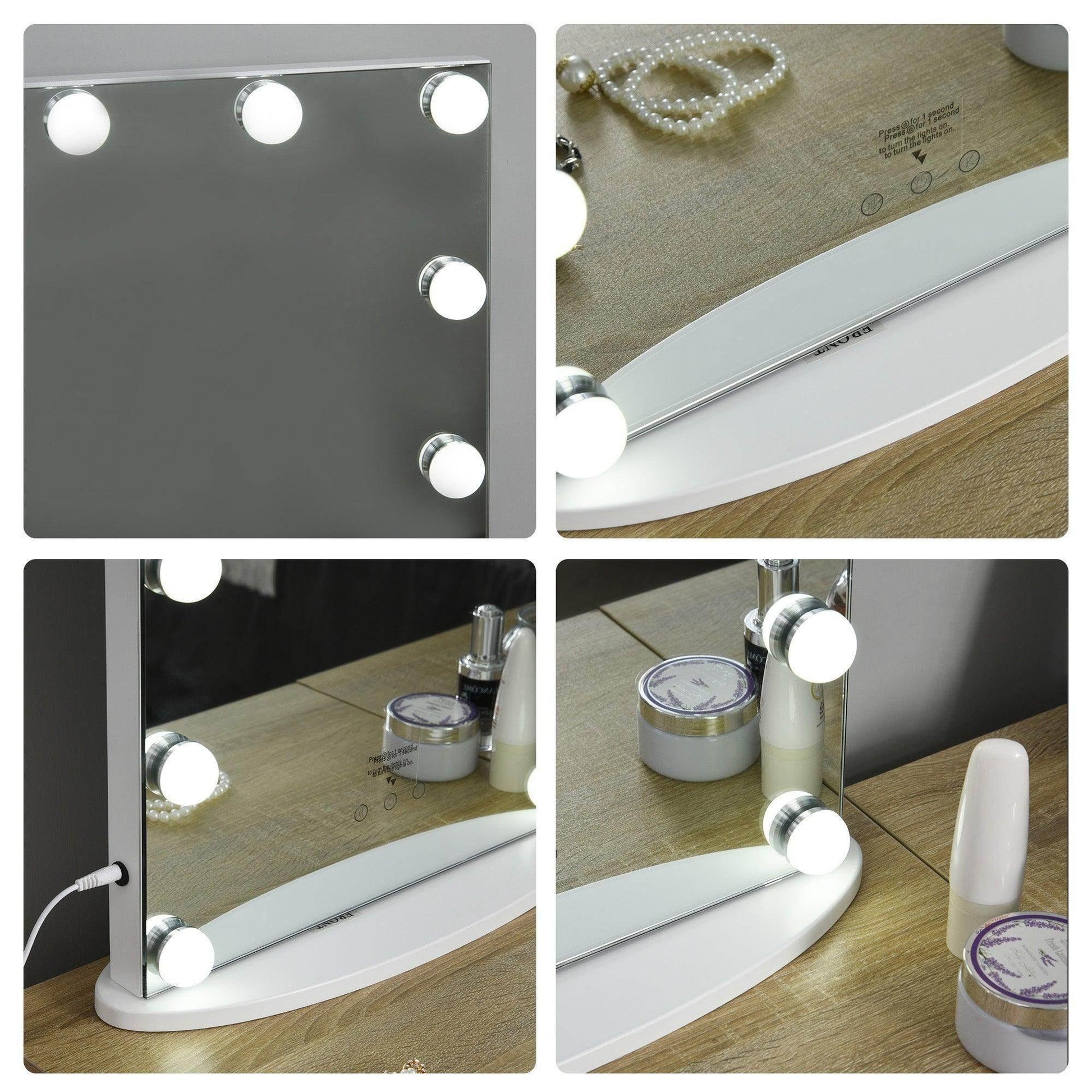 HOMCOM Hollywood Vanity Mirror with Dimmable Lights - ALL4U RETAILER LTD