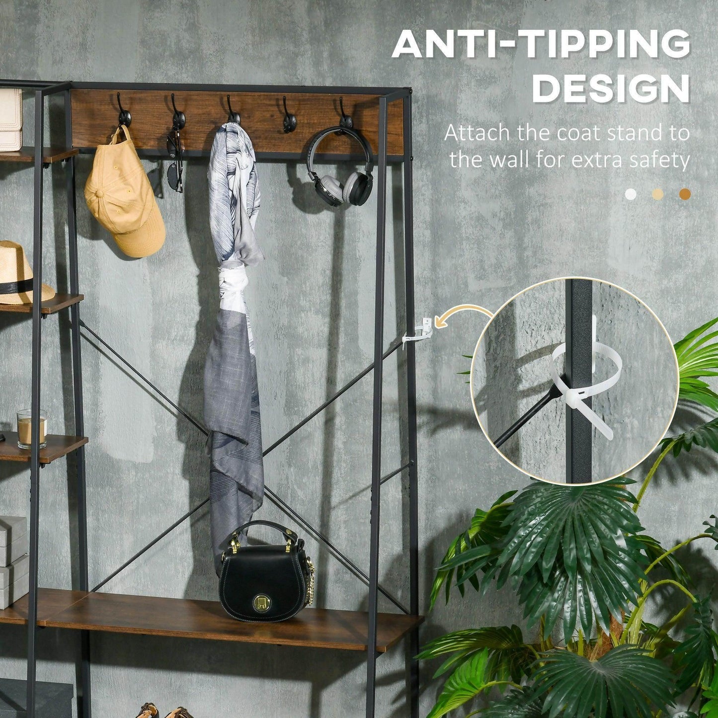 HOMCOM Industrial Coat Rack Stand - Multipurpose Hall Tree - ALL4U RETAILER LTD