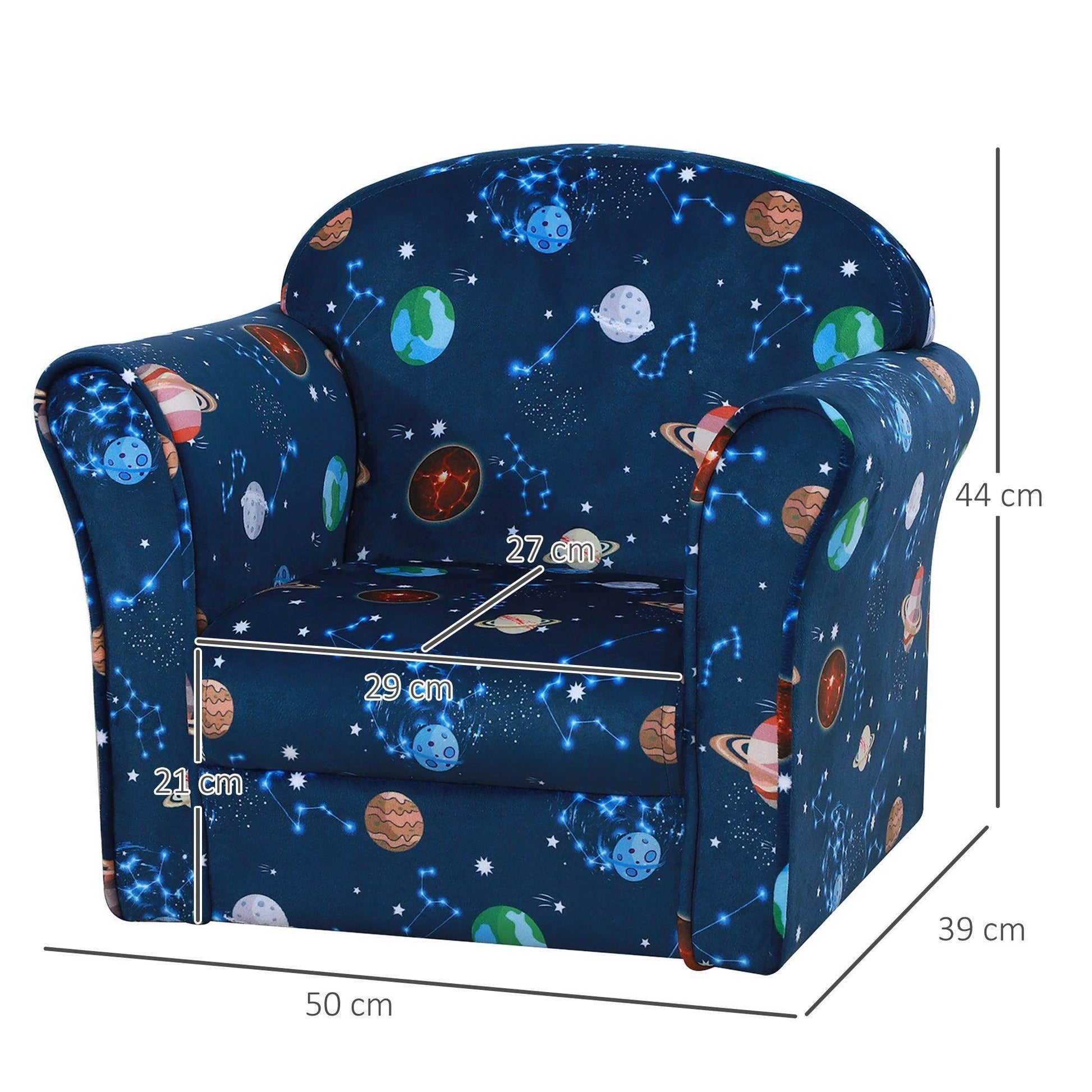 HOMCOM Kids Blue Planet Armchair with Non-Slip Feet - ALL4U RETAILER LTD