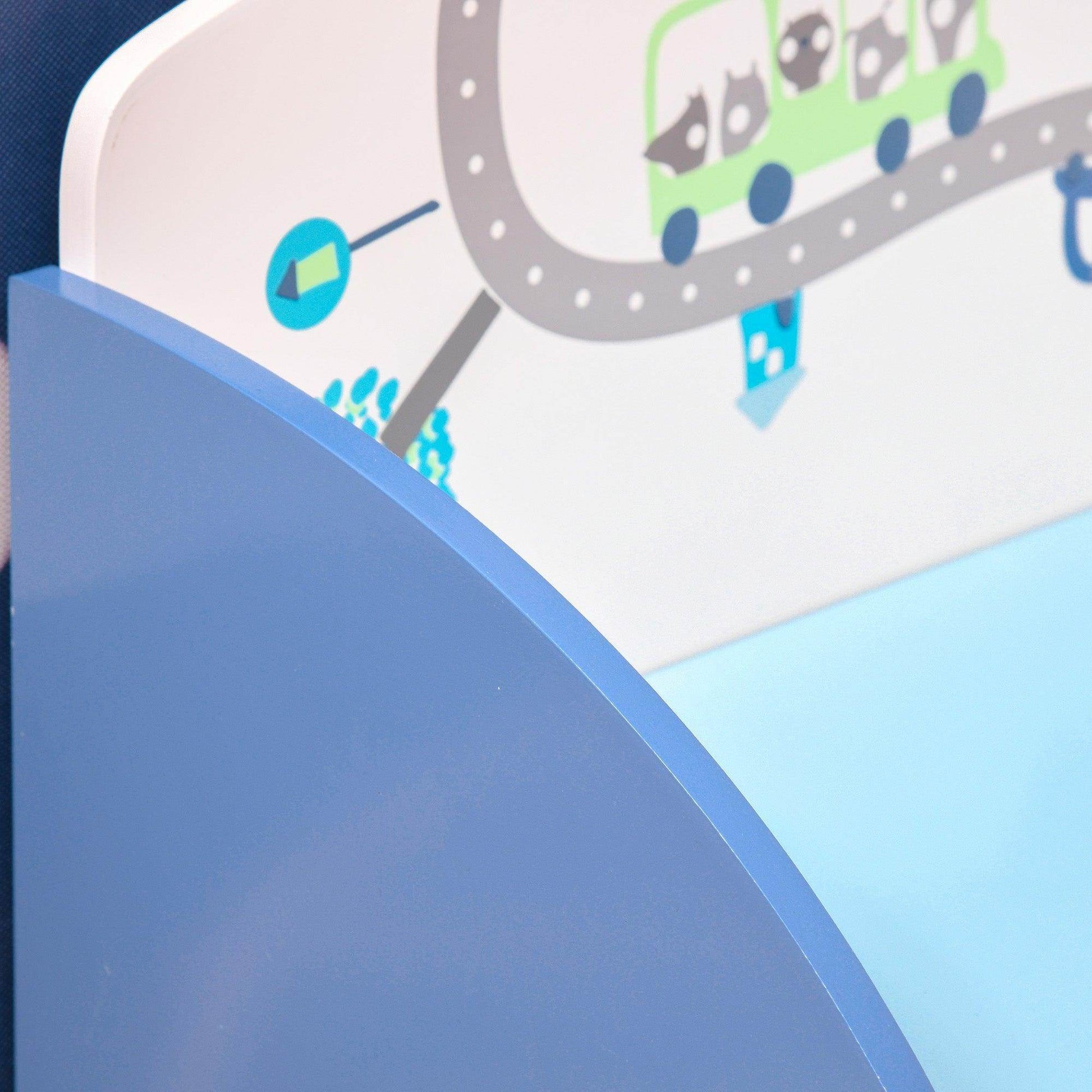 HOMCOM Kids Blue Wooden Storage Chair with Safety Hinges - ALL4U RETAILER LTD