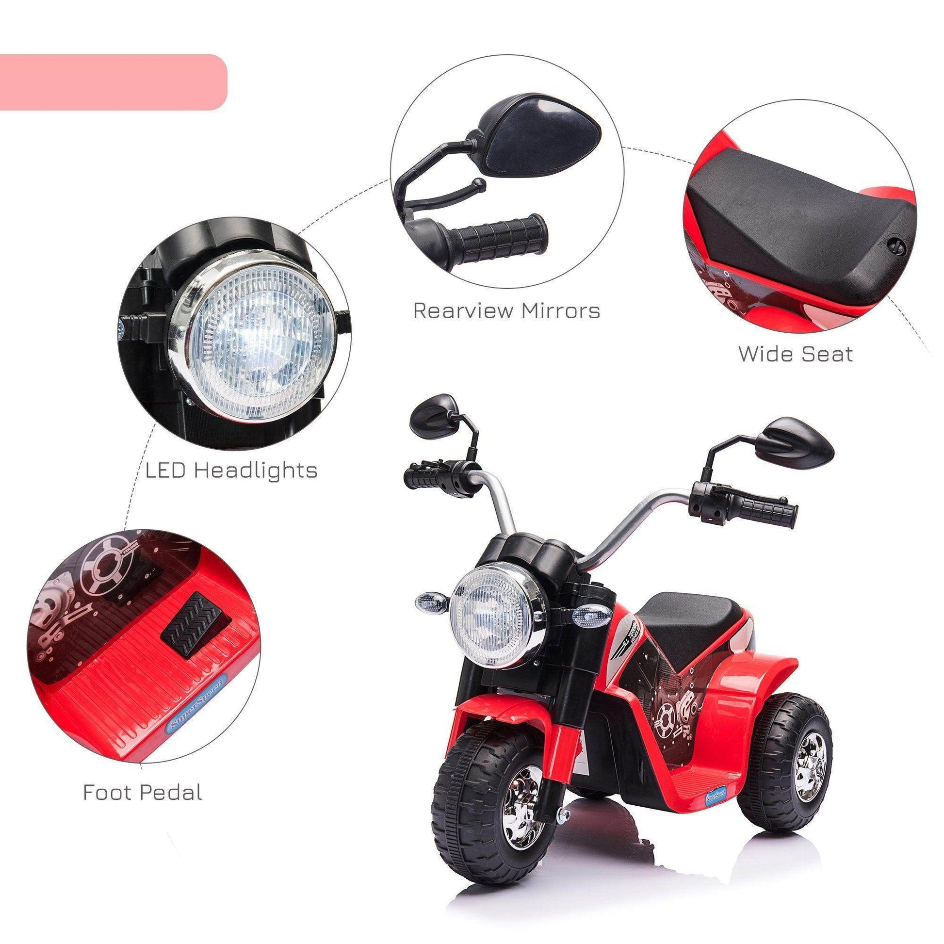 HOMCOMKids Electric Motorbike 6V Rechargeable - Red - ALL4U RETAILER LTD