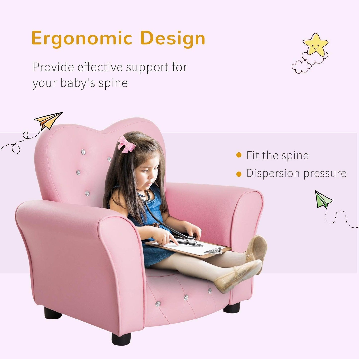 HOMCOM Kids Mini Sofa Children Armchair Seating Chair Girl Princess Sponge - ALL4U RETAILER LTD