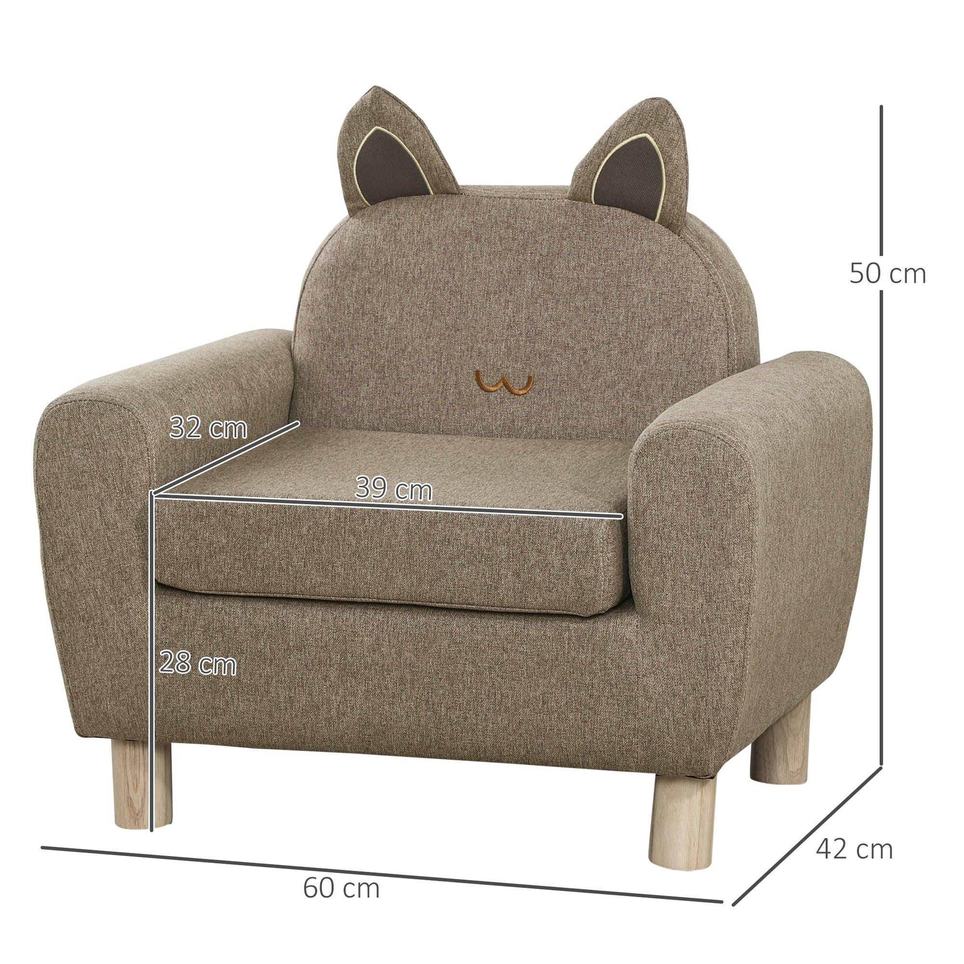 HOMCOM Kids Mini Sofa Toddler Chair Children Armchair for Bedroom Playroom Brown - ALL4U RETAILER LTD