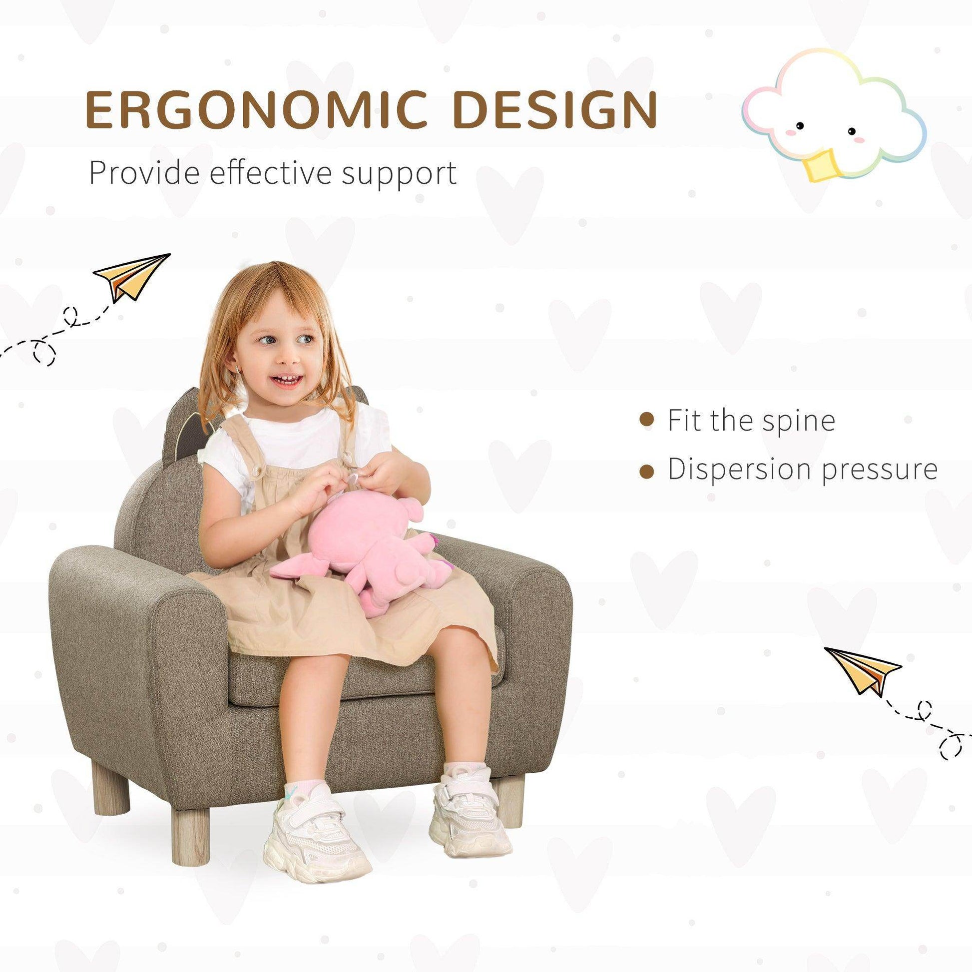 HOMCOM Kids Mini Sofa Toddler Chair Children Armchair for Bedroom Playroom Brown - ALL4U RETAILER LTD