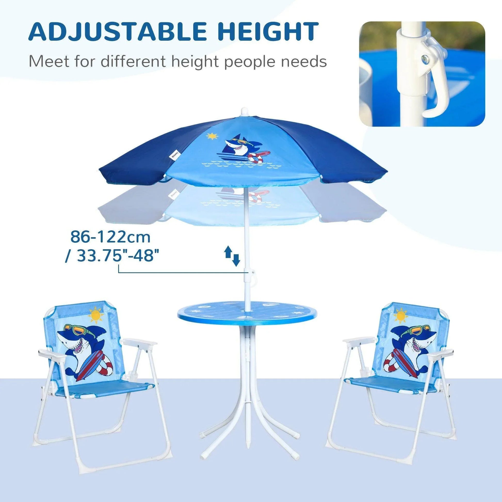 HOMCOM Kids Outdoor Picnic Table Set - Shark Design - ALL4U RETAILER LTD