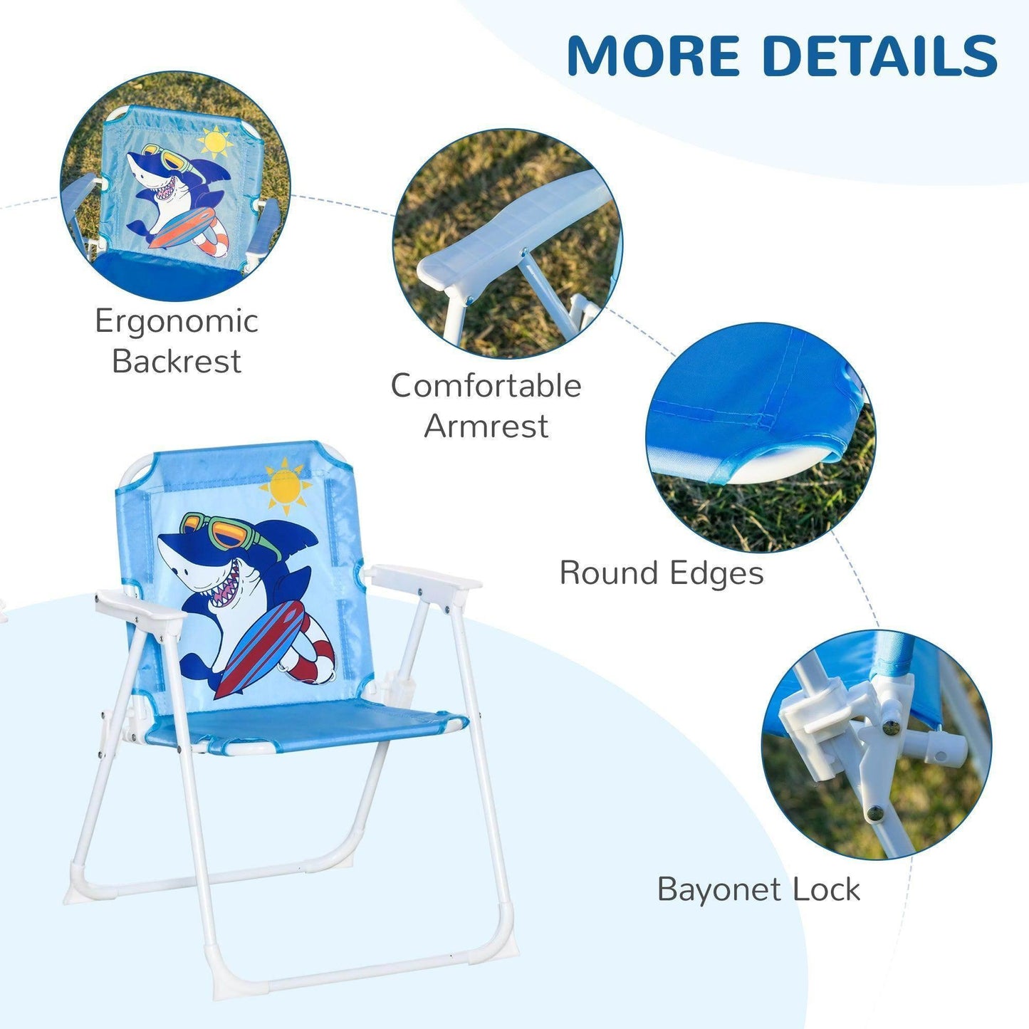 HOMCOM Kids Outdoor Picnic Table Set - Shark Design - ALL4U RETAILER LTD