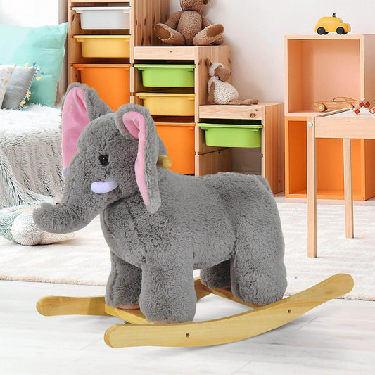 HOMCOM Kids Plush Grey Elephant Ride-On Toy - ALL4U RETAILER LTD