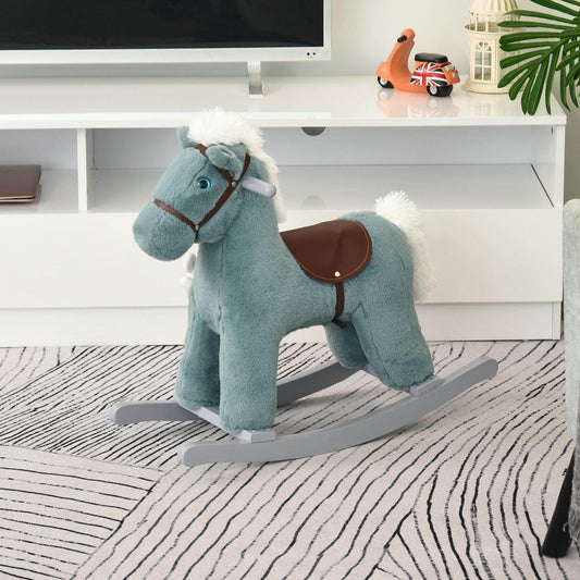 HOMCOM Kids Plush Rocking Horse Toy Rocker - ALL4U RETAILER LTD