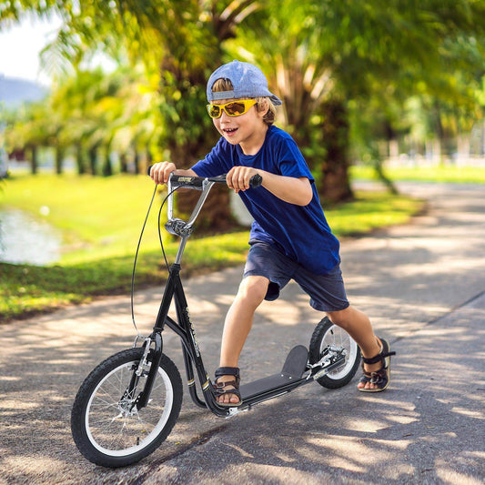 HOMCOM Kids Scooter with Dual Brakes - Black - ALL4U RETAILER LTD