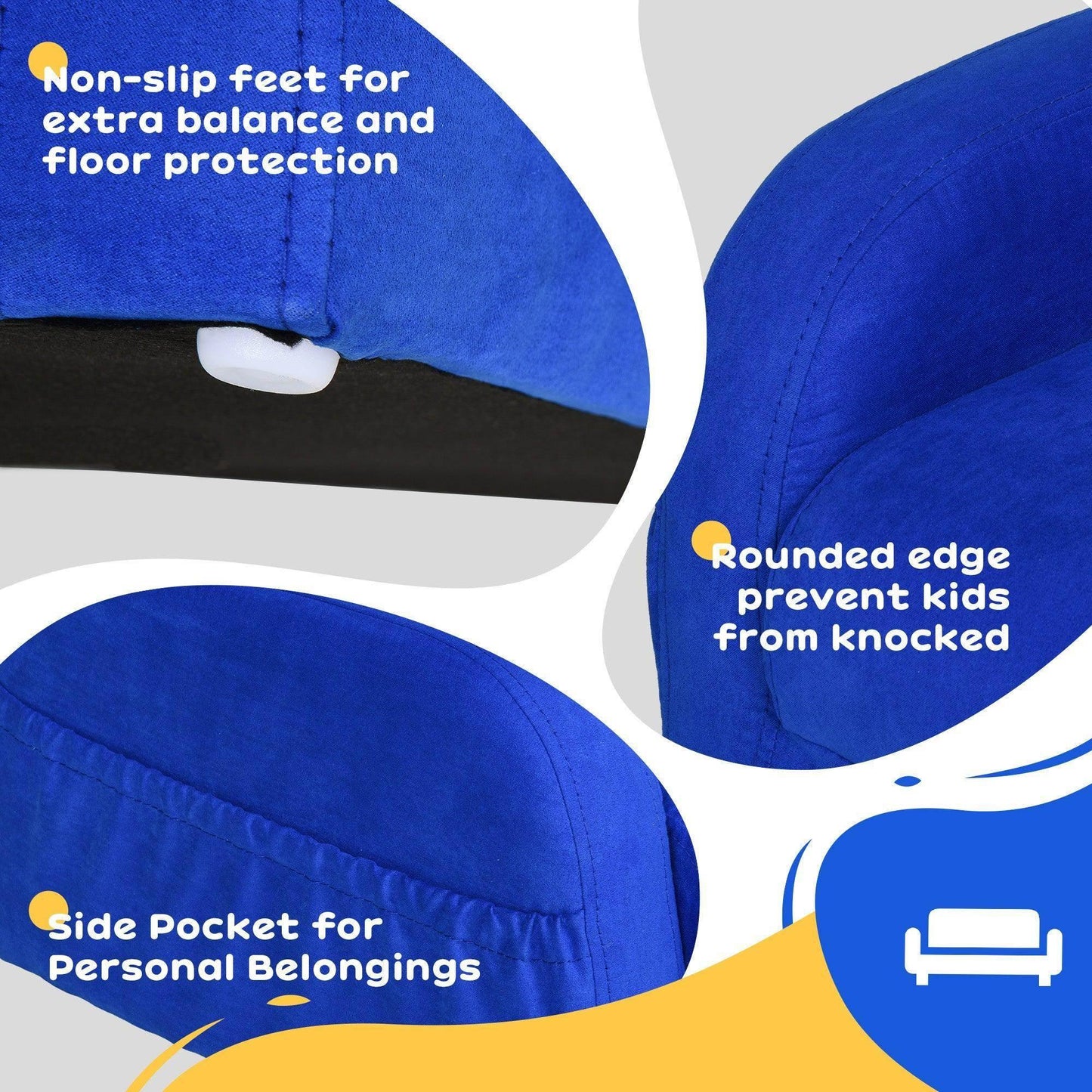 HOMCOM Kids Sofa Bed - Comfy Blue Flannel Foam - 3-4 Years Old - ALL4U RETAILER LTD