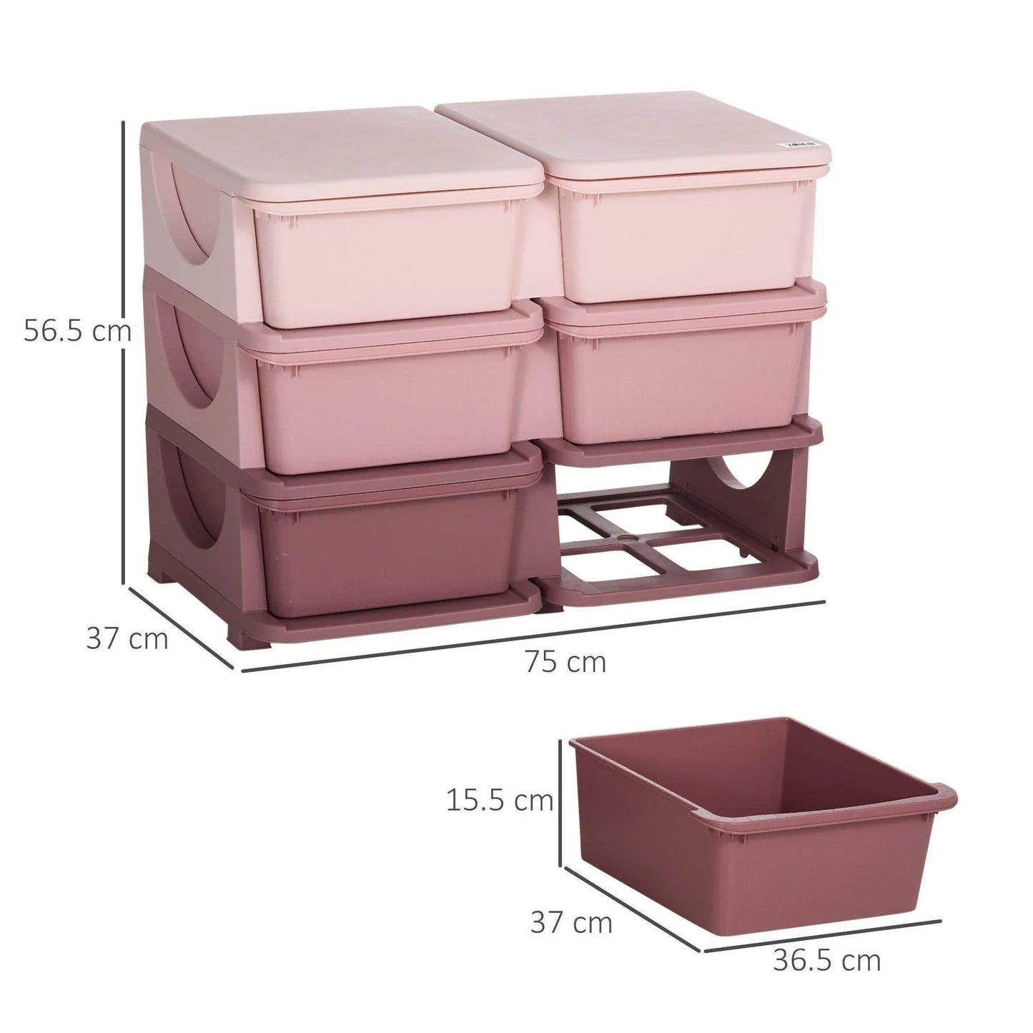 HOMCOM Kids Storage Units with Drawers - Pink - ALL4U RETAILER LTD