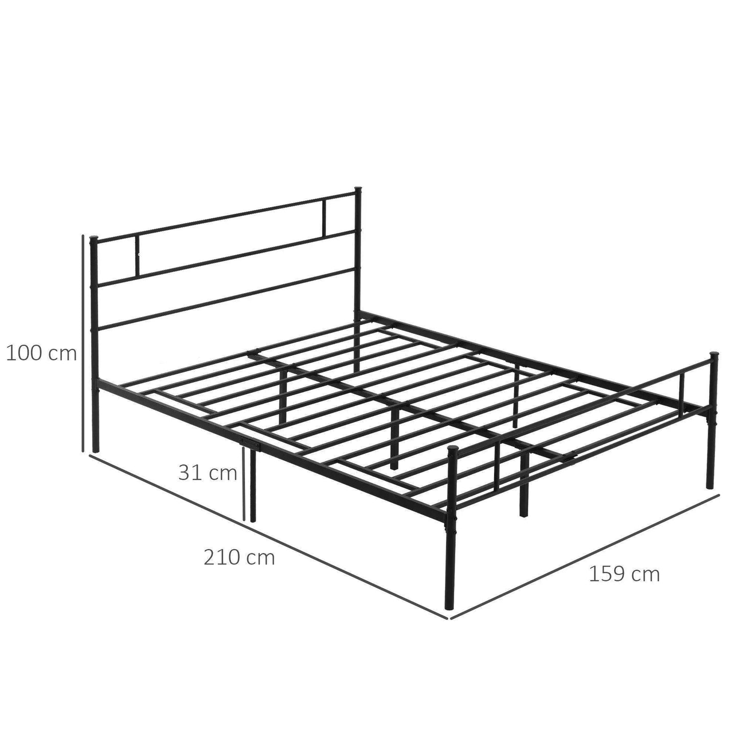 HOMCOM King Size Metal Bed Frame with Underbed Storage - ALL4U RETAILER LTD