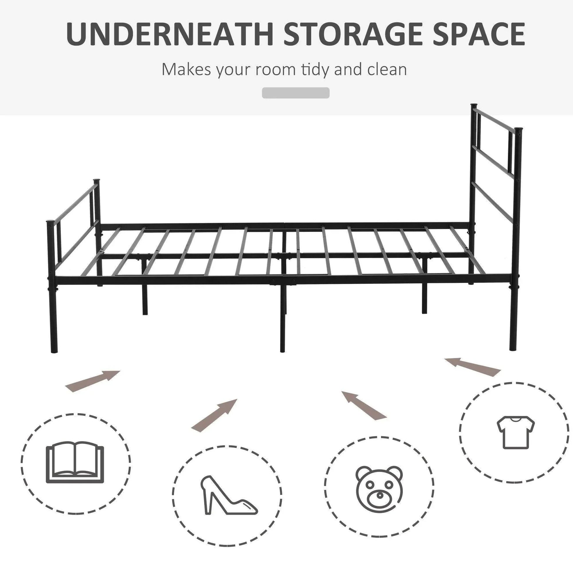 HOMCOM King Size Metal Bed Frame with Underbed Storage - ALL4U RETAILER LTD