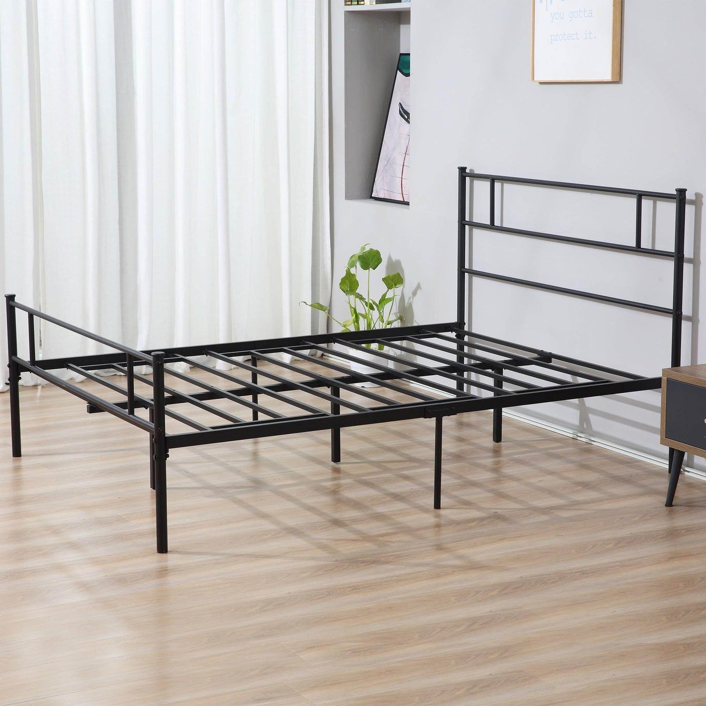 HOMCOM King Size Metal Bed Frame with Underbed Storage - ALL4U RETAILER LTD