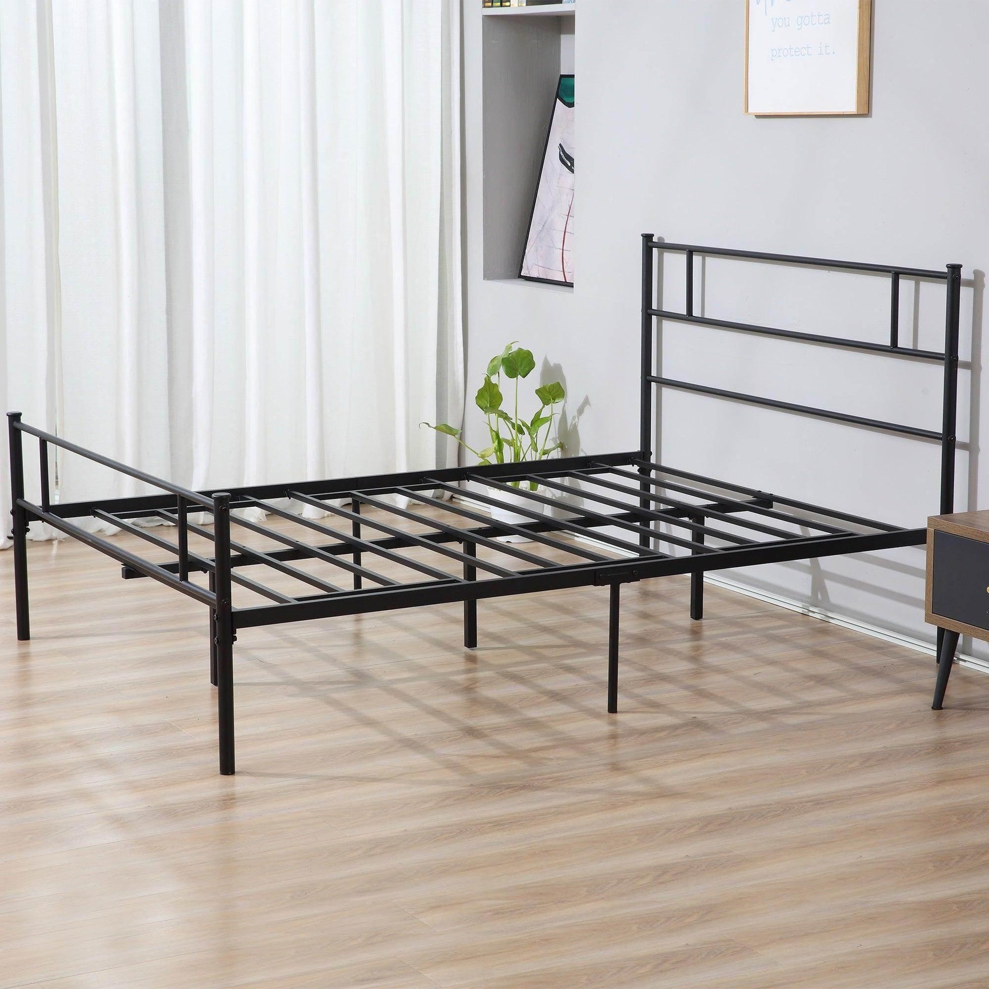 HOMCOM King Size Metal Bed Frame with Underbed Storage - ALL4U RETAILER LTD