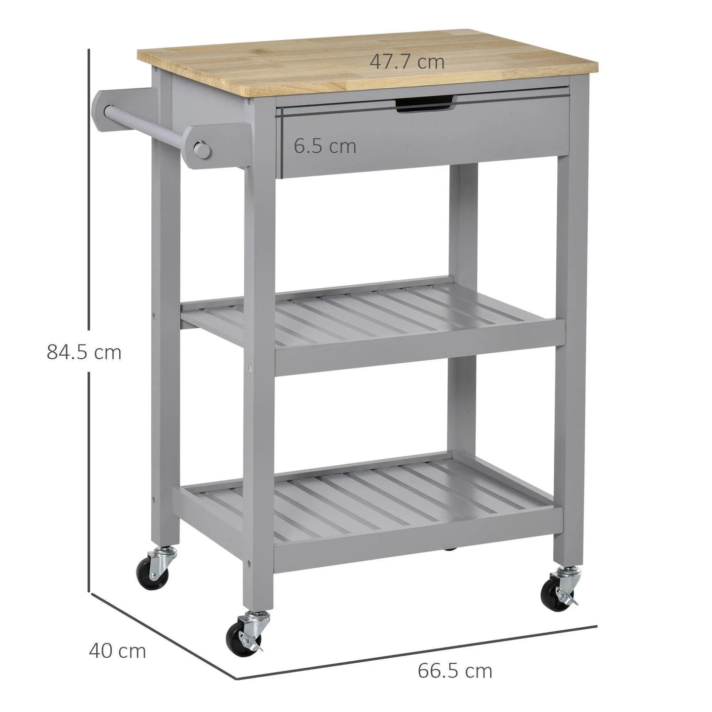 HOMCOM Kitchen Cart with Towel Rack and Storage Shelves - ALL4U RETAILER LTD