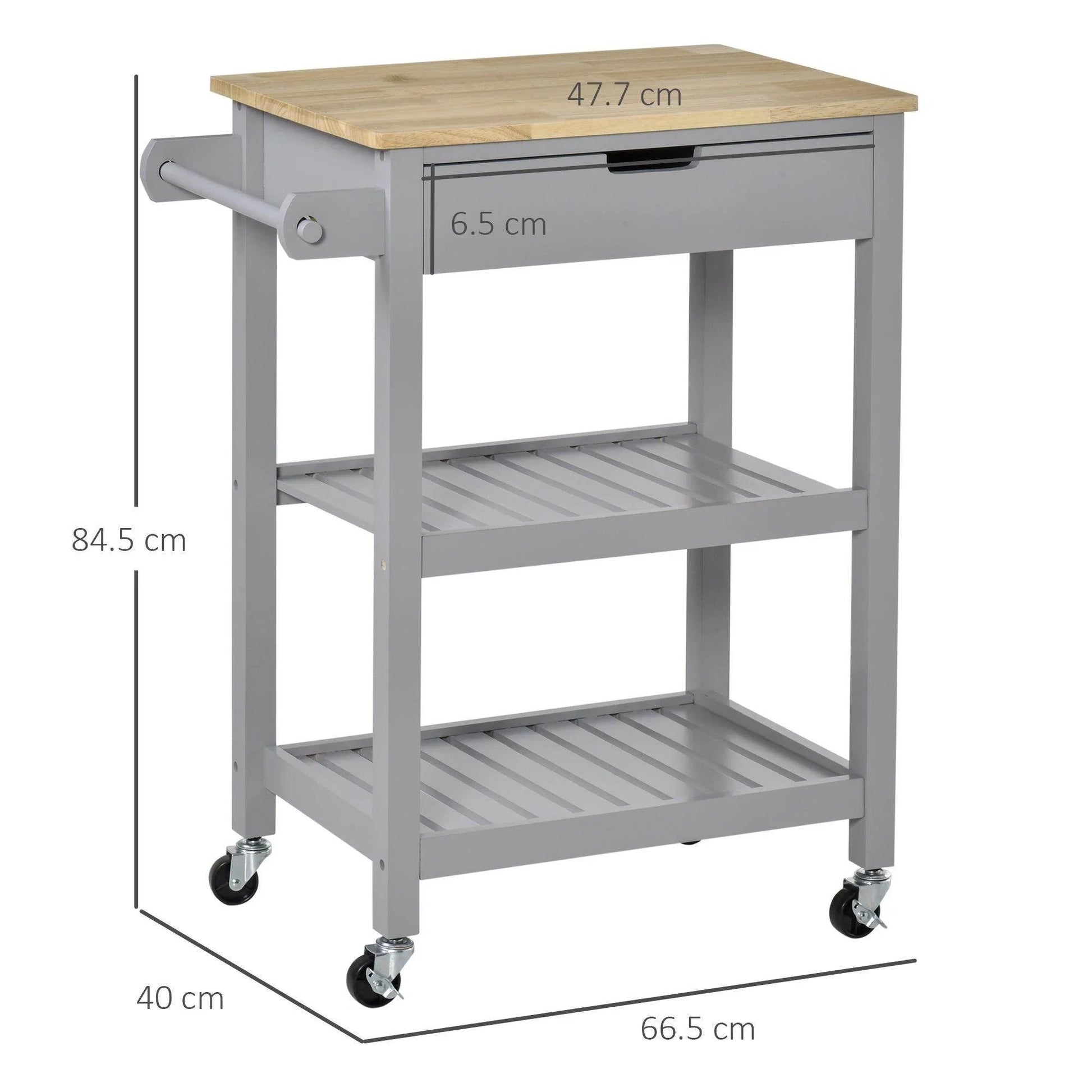 HOMCOM Kitchen Cart with Towel Rack and Storage Shelves - ALL4U RETAILER LTD
