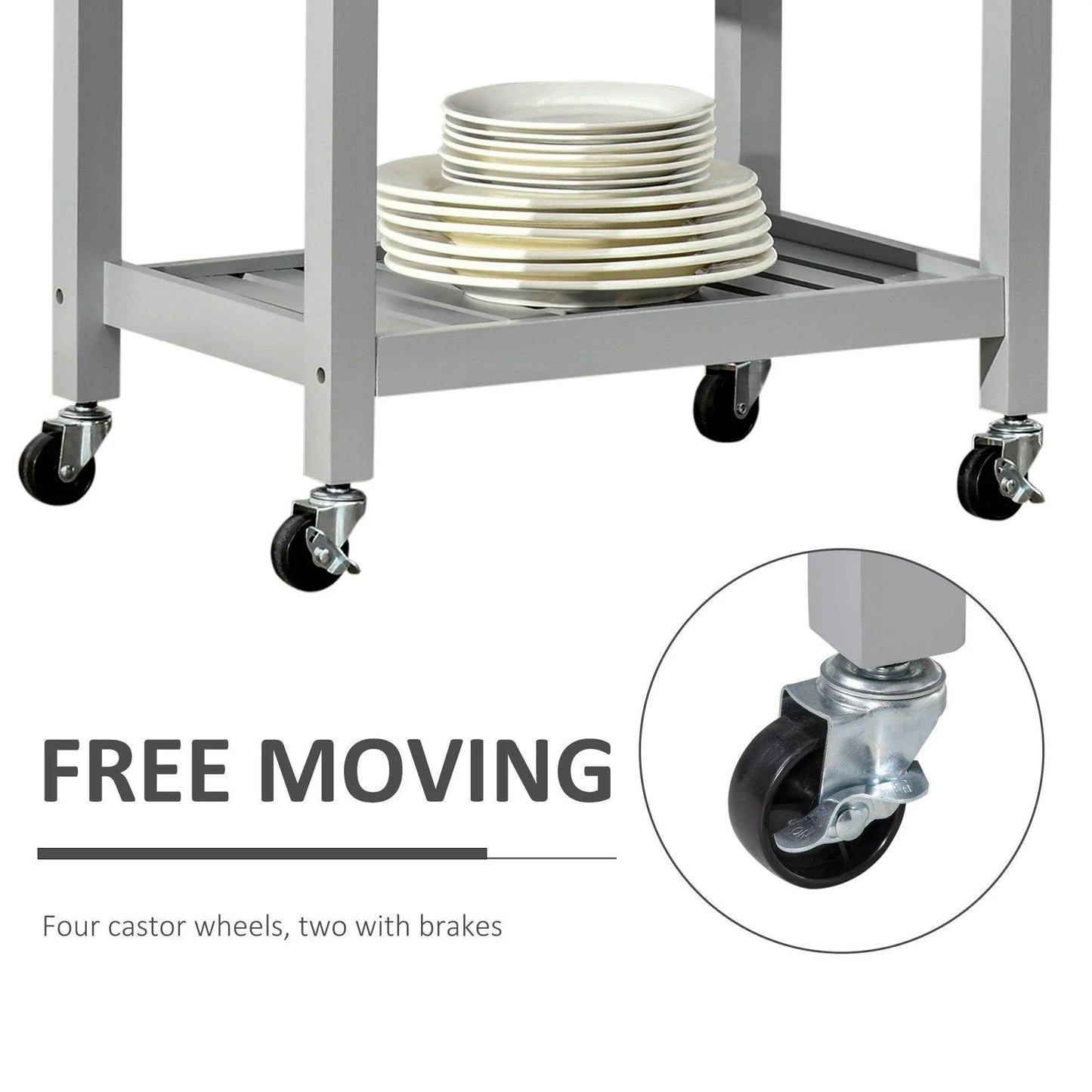 HOMCOM Kitchen Cart with Towel Rack and Storage Shelves - ALL4U RETAILER LTD