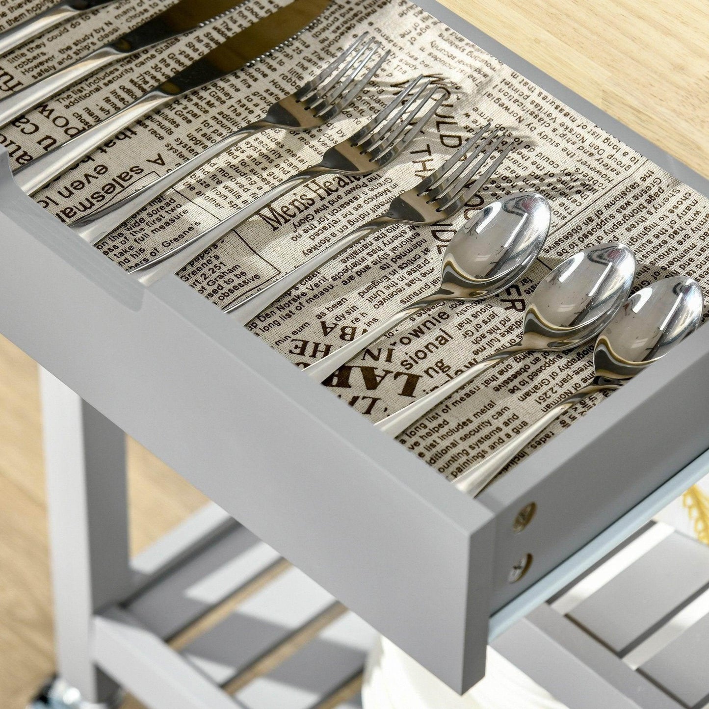 HOMCOM Kitchen Cart with Towel Rack and Storage Shelves - ALL4U RETAILER LTD