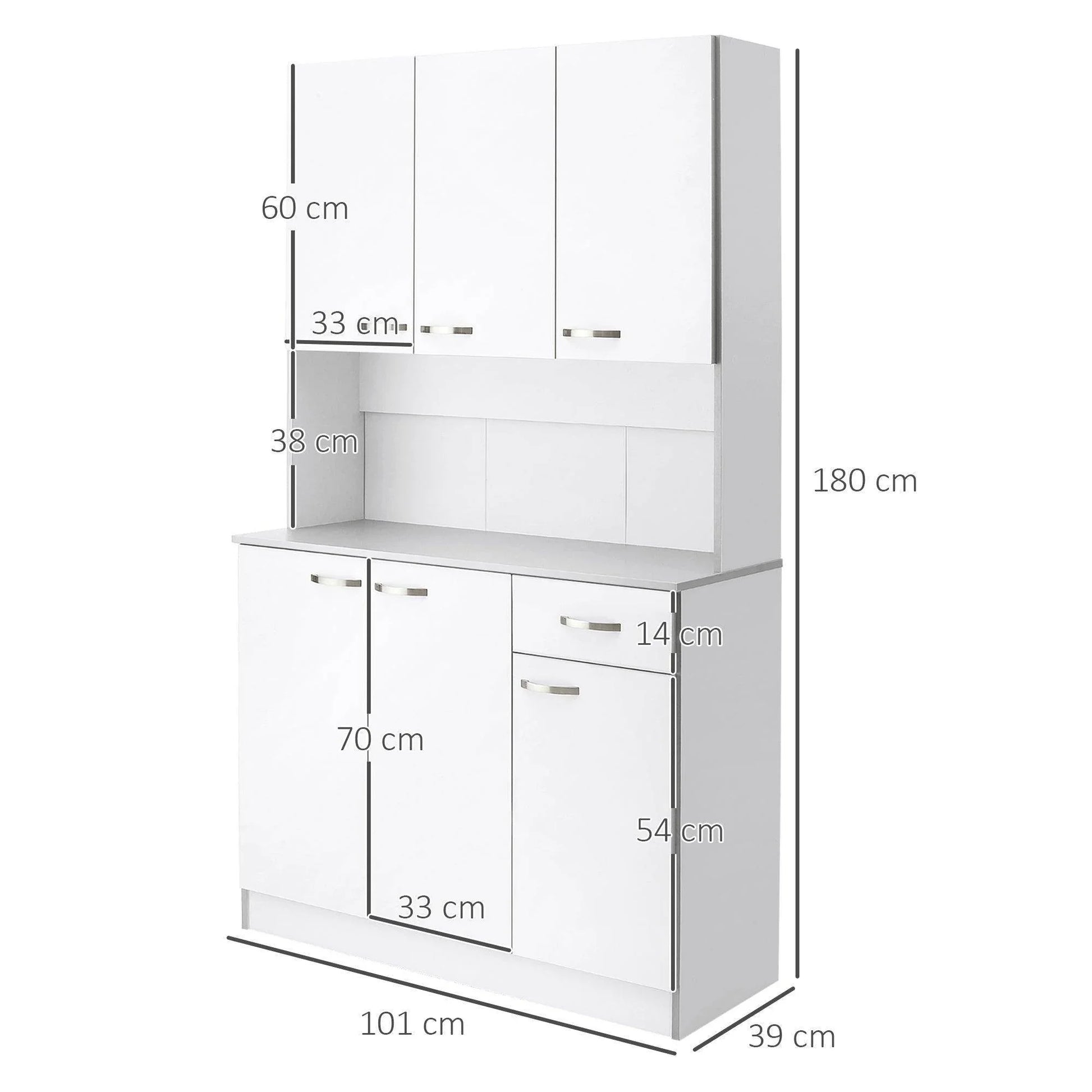 HOMCOM Kitchen Cupboard with 6 Doors and Drawer - ALL4U RETAILER LTD