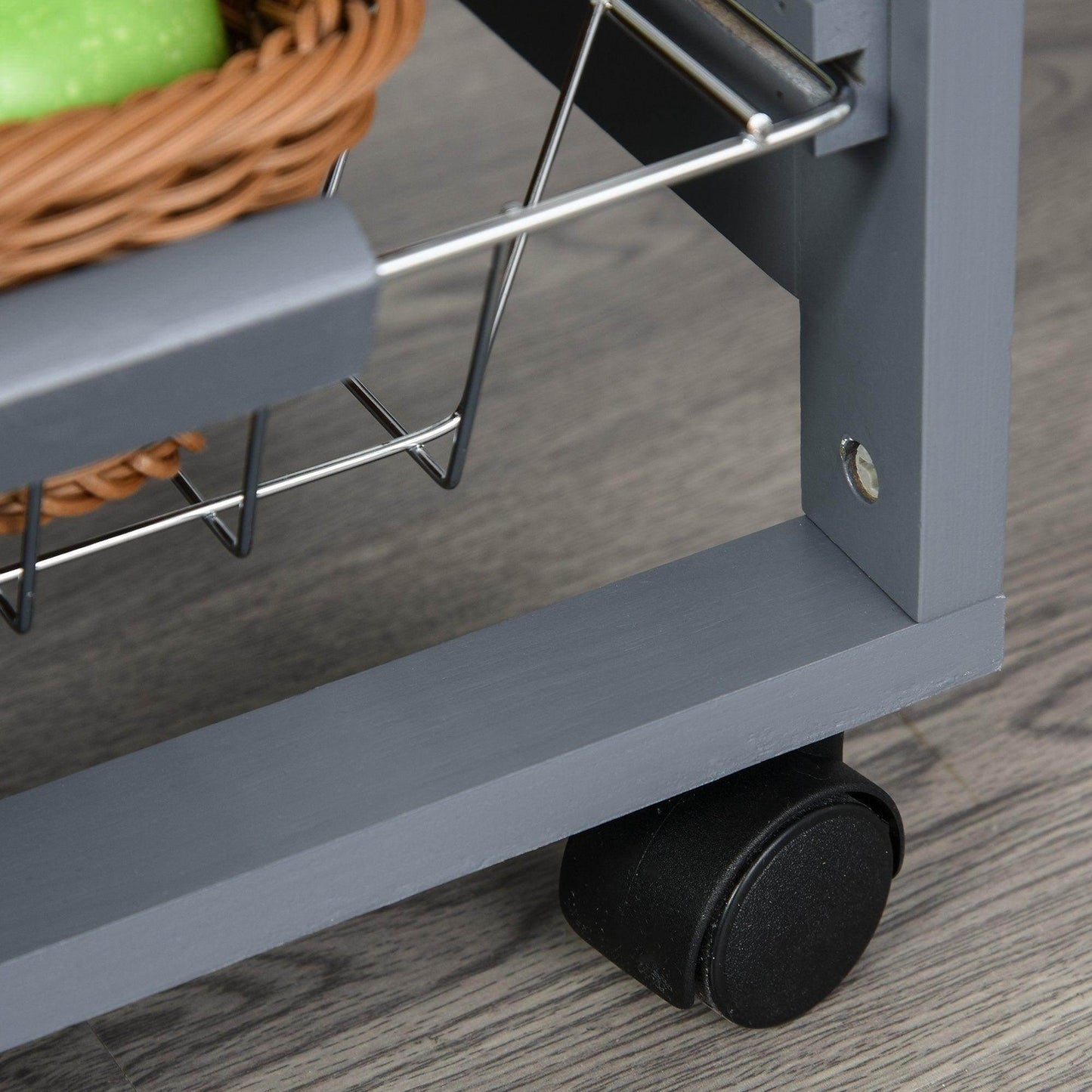 HOMCOM Kitchen Island Trolley with Baskets - Dark Grey - ALL4U RETAILER LTD